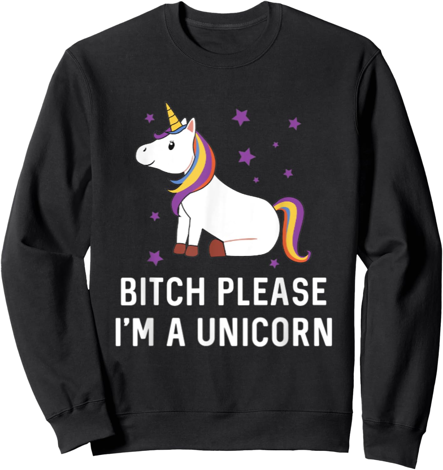 Bitch Please I'm a Unicorn Sassy Offensive Fuck Off Magical Sweatshirt - Sweatshirt | Black