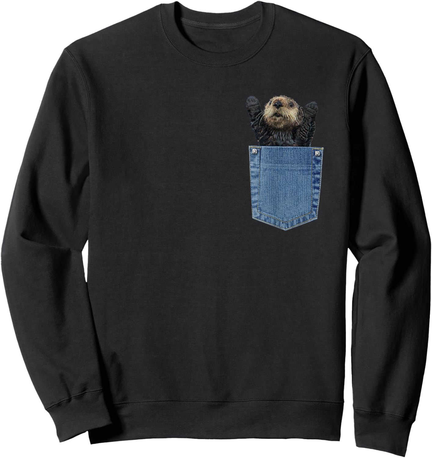 Otter Shirts Funny Adorable Sea Otter in Pocket Otter Sweatshirt - Sweatshirt | Black