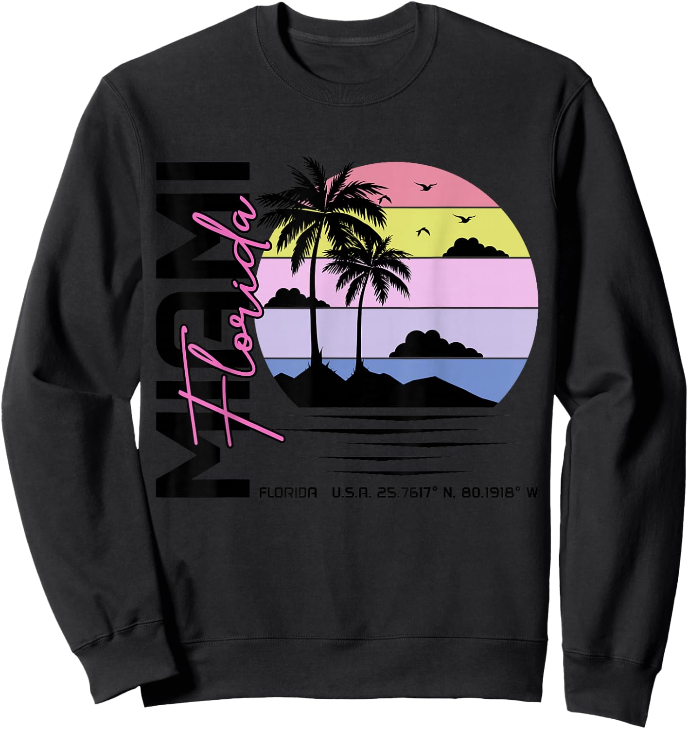 Miami Florida Vintage Retro Pride 305 Area Code Miami FL Sweatshirt - Sweatshirt | Black