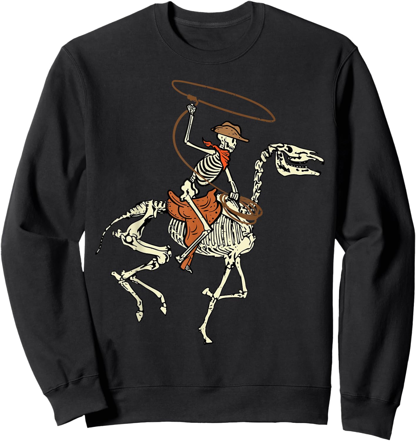 Halloween Cowboy Horse Skeleton Costume Men Boys Kids Women Sweatshirt - Sweatshirt | Black