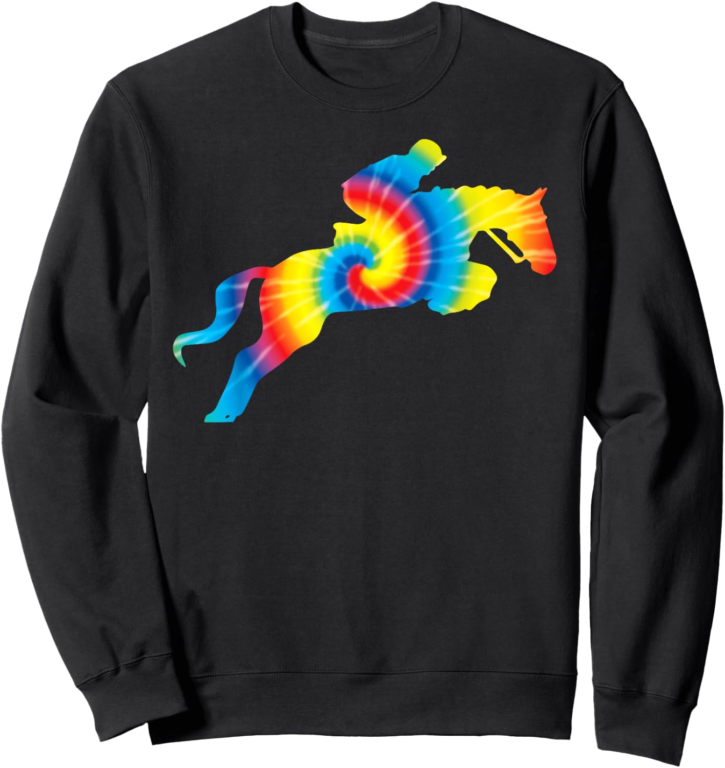 Tie Dye English Hunter Jumper Girl Riding Horse Gift Sweatshirt - Sweatshirt | Black