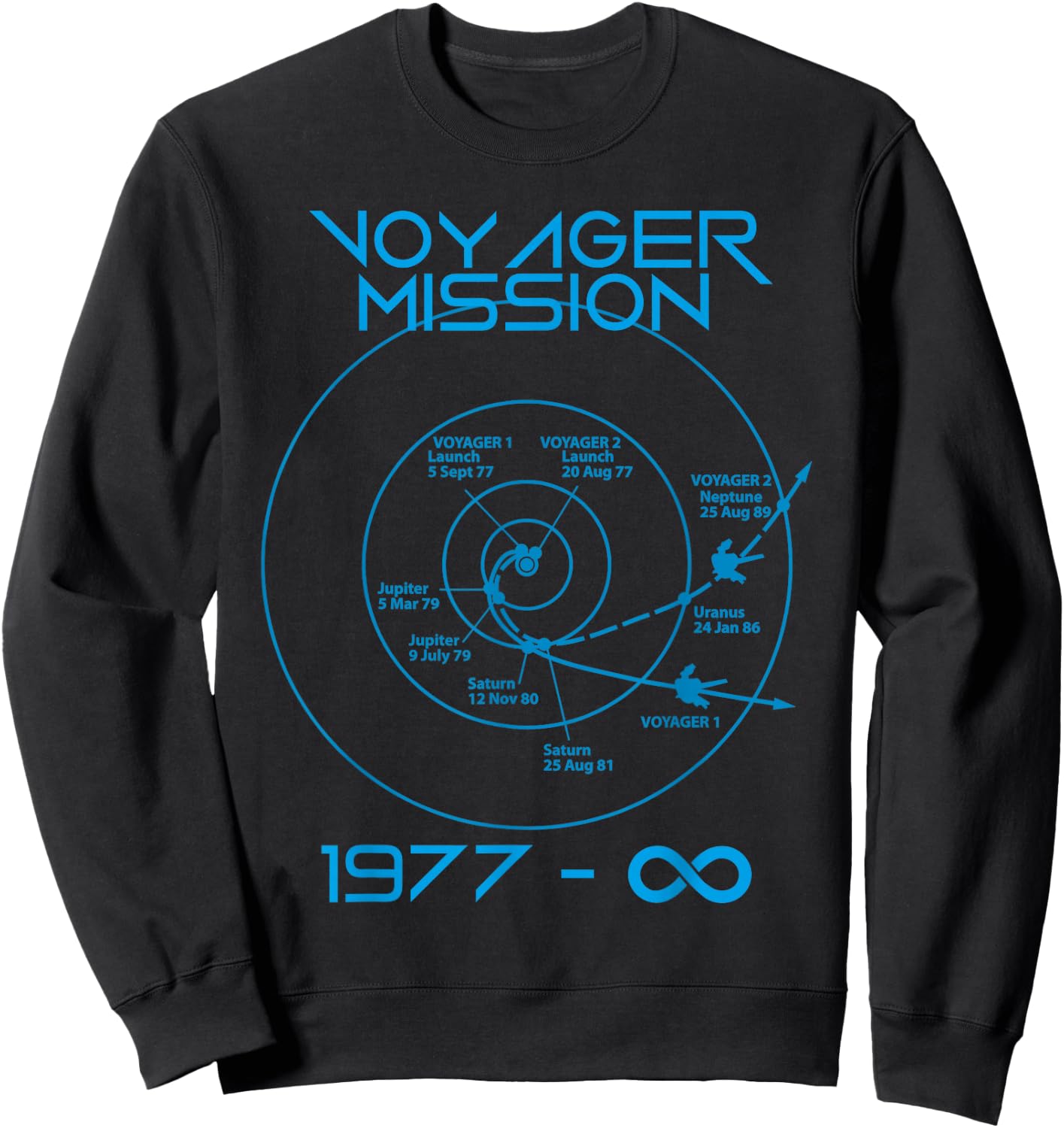 Voyager 1 2 Probes Outer Space Exploration Trajectory Sweatshirt - Sweatshirt | Black