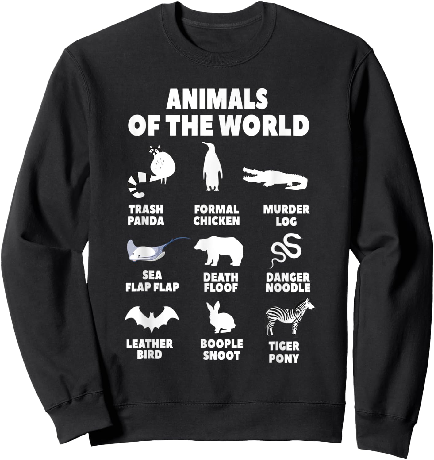 Animals Of The World Biology Wildlife Gift Sweatshirt - Sweatshirt | Black
