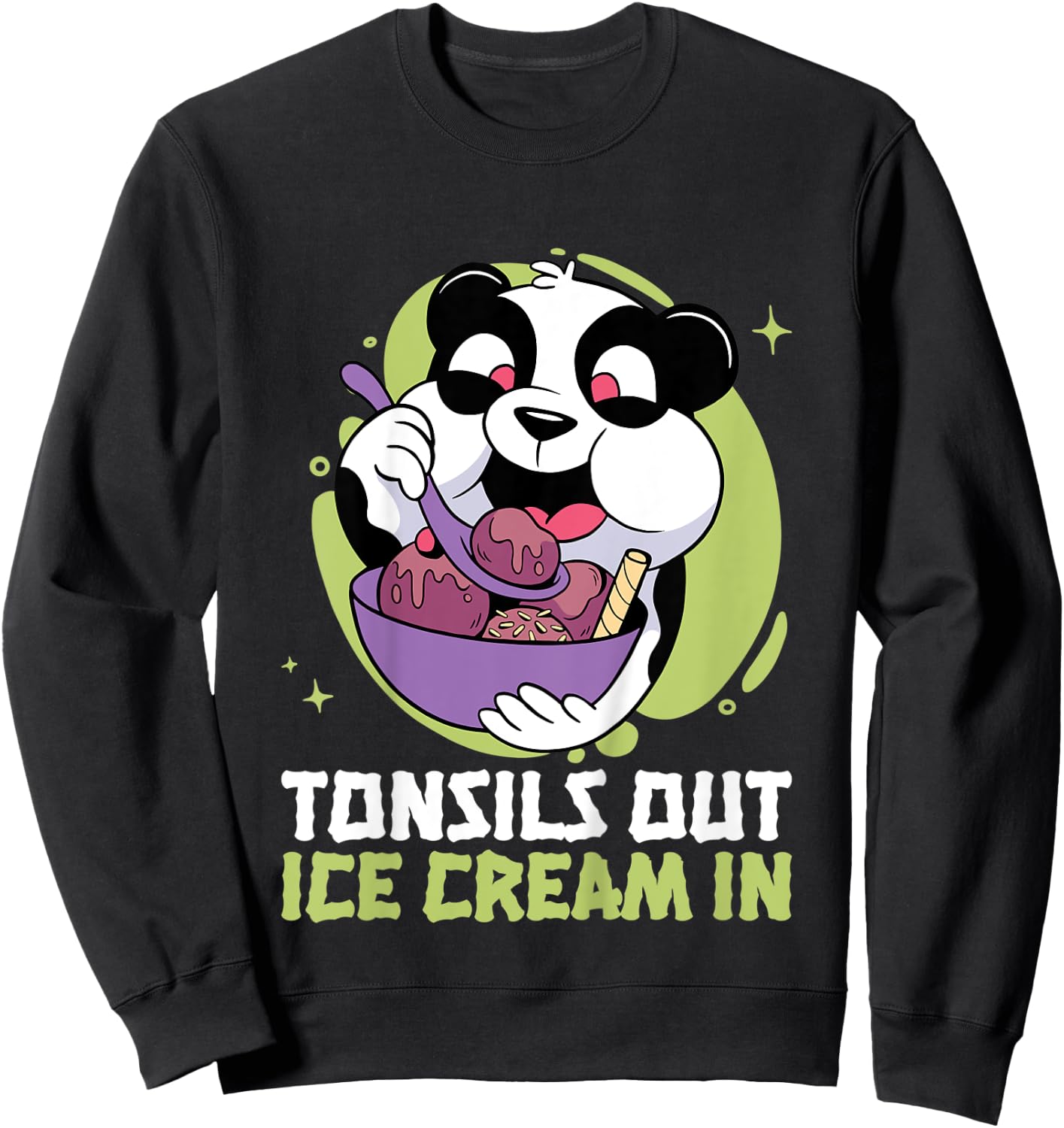 Tonsils Out Ice Cream In Panda Recovery for Kids Sweatshirt - Sweatshirt | Black
