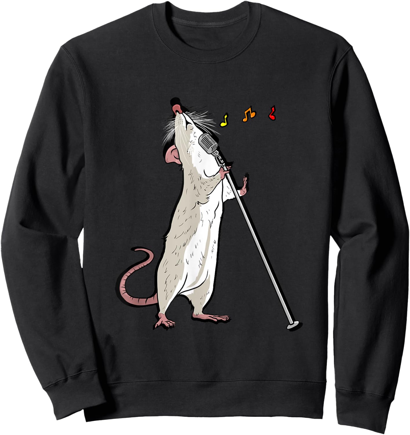 White singing rat Gift rodents and rat friends Sweatshirt - Sweatshirt | Black