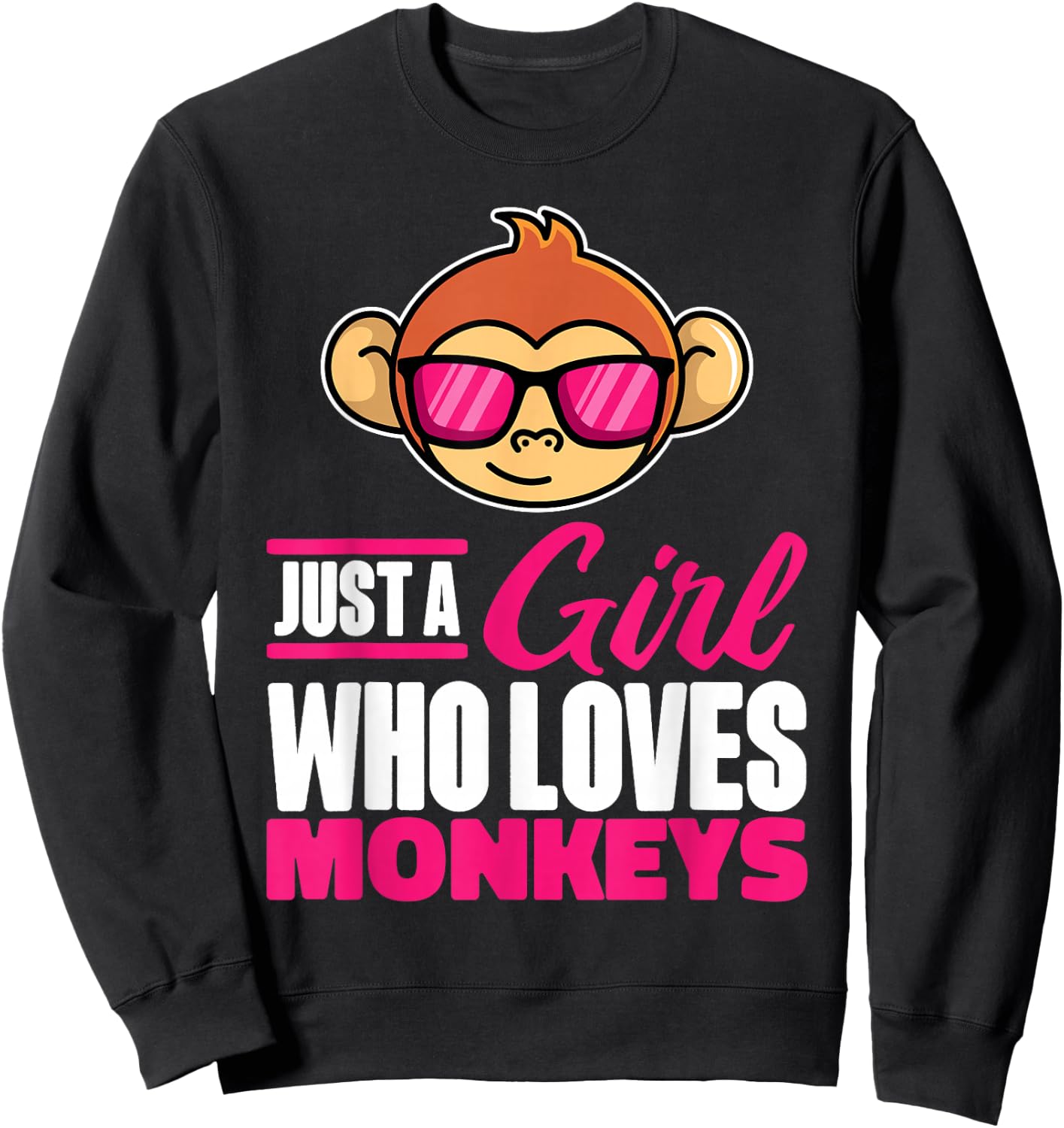 Just A Girl Who Loves Monkeys With Sunglasses For Kids Sweatshirt - Sweatshirt | Black