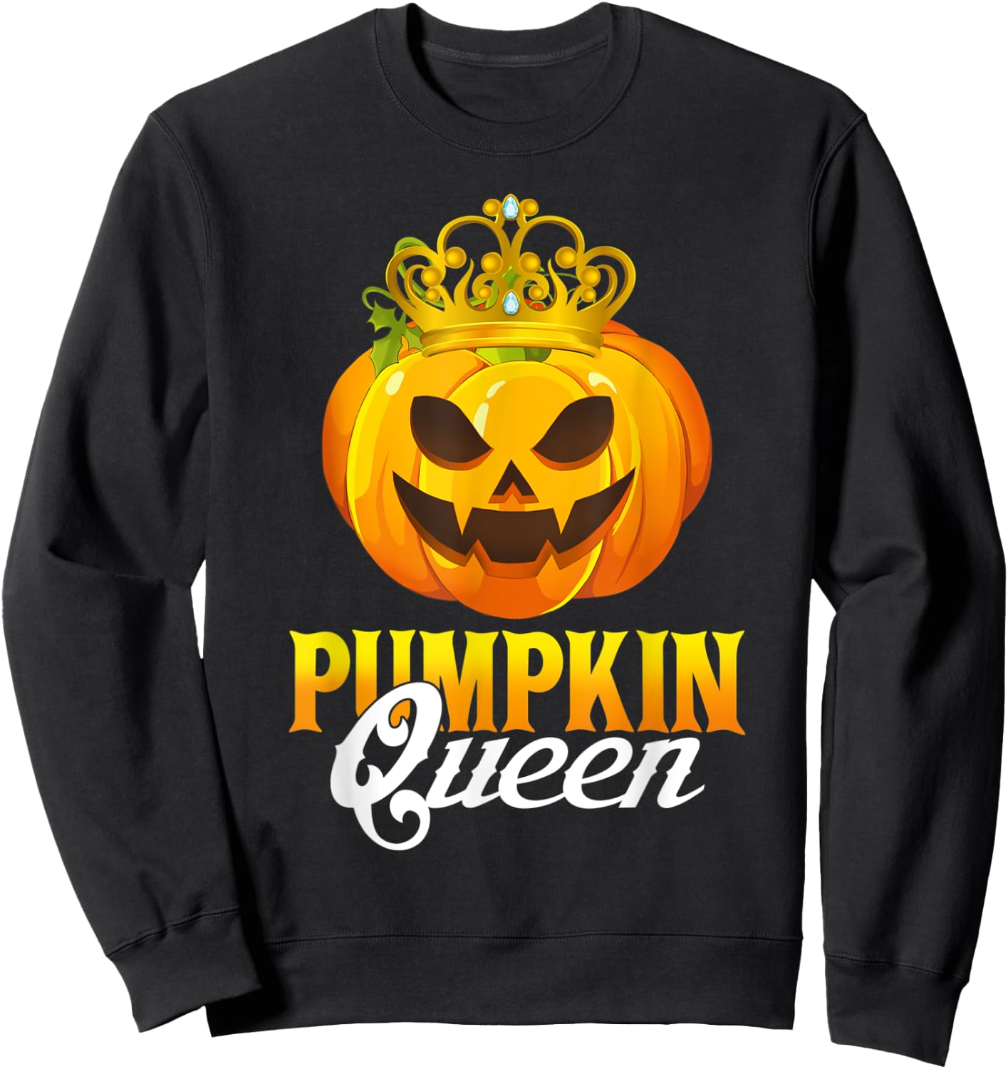Vintage Pumpkin Queen Funny Pumpkin Couple Costume Halloween Sweatshirt - Sweatshirt | Black