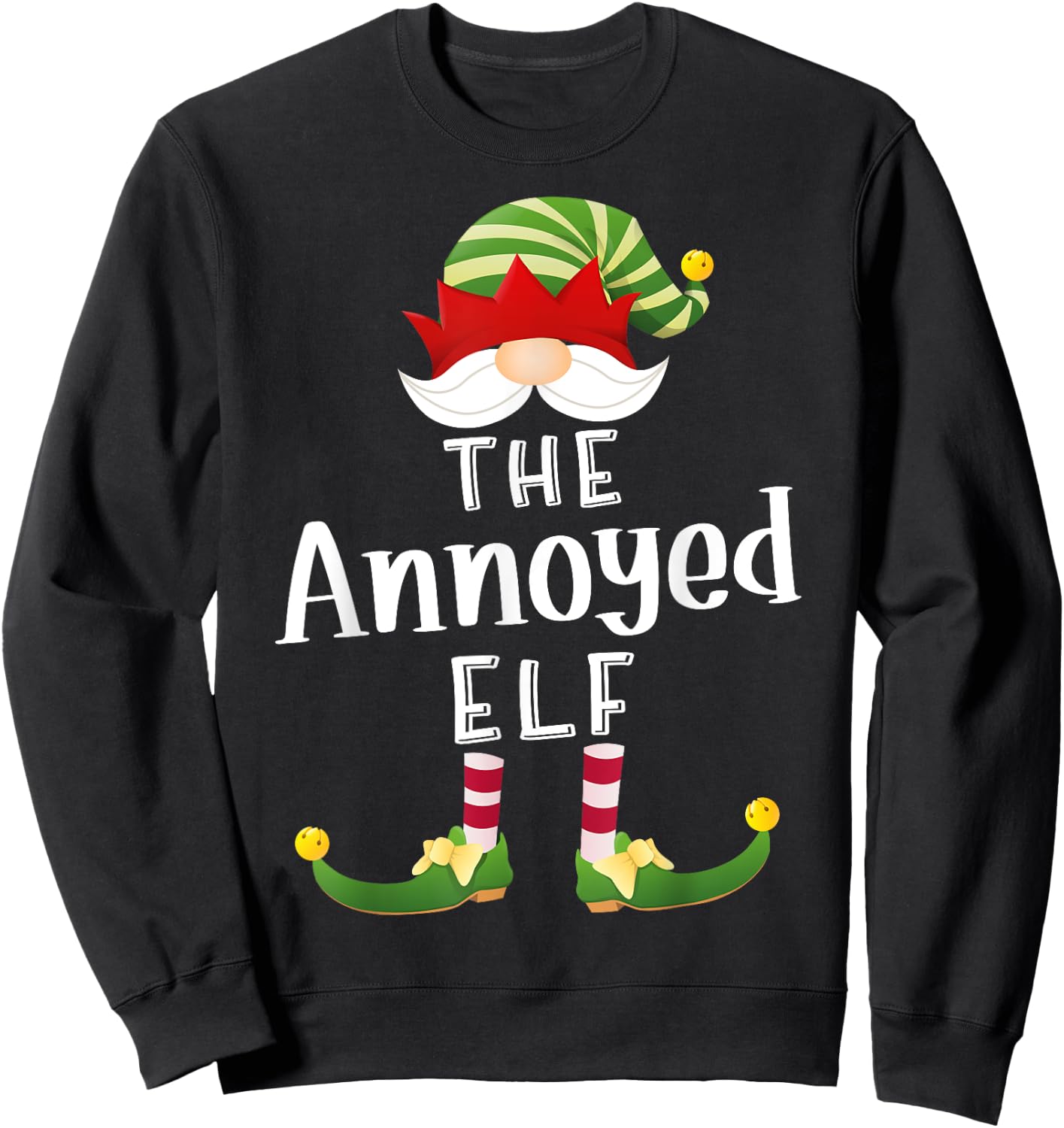 Annoyed Elf Group Christmas Funny Pajama Party Sweatshirt - Sweatshirt | Black