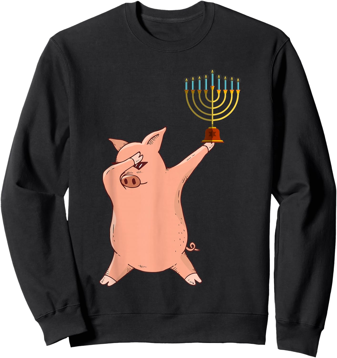 Dabbing Pig Hanukkah Sweatshirt - Sweatshirt | Black