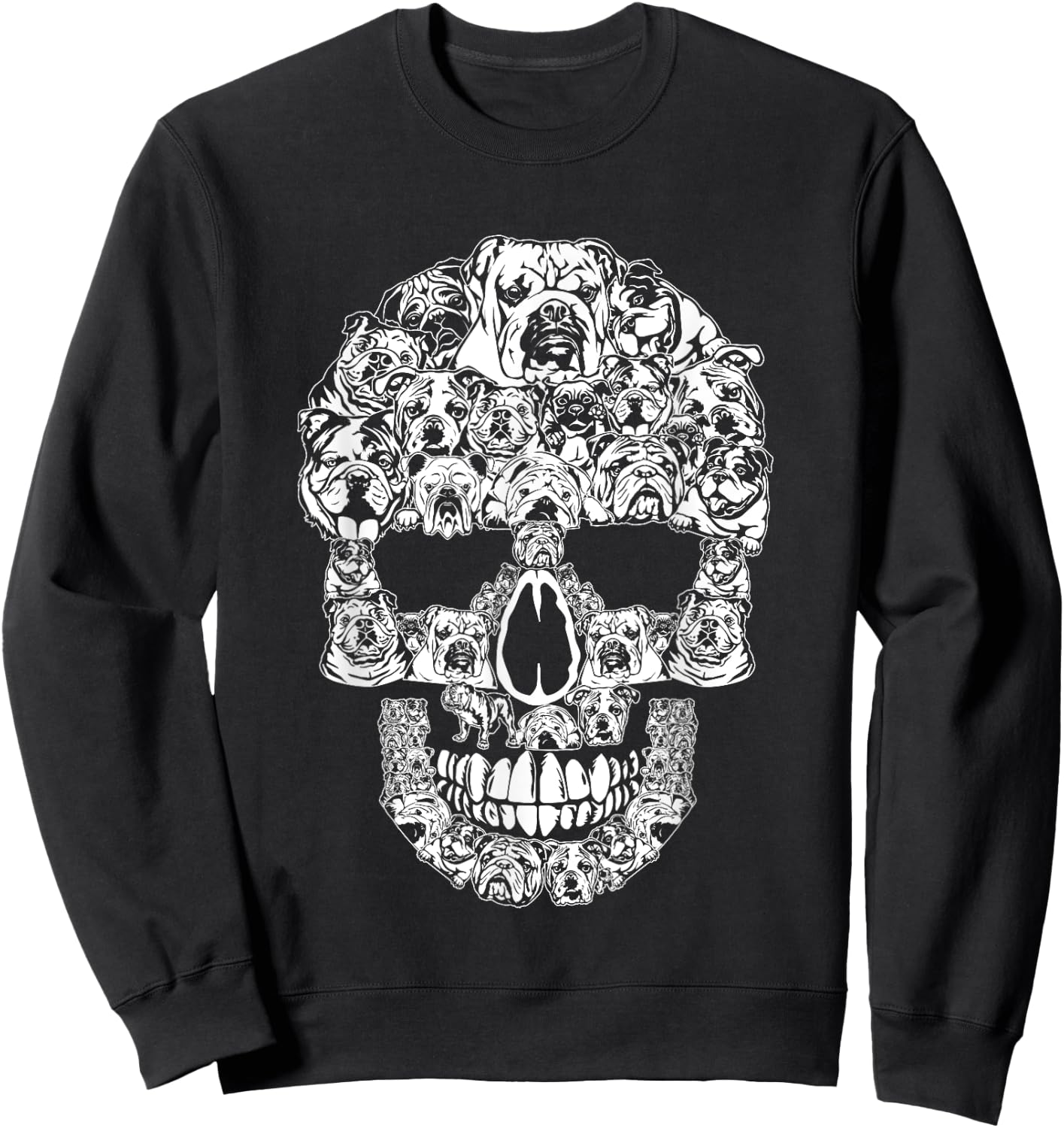 Funny Halloween English Bulldog Skull Dog Lover Costume Men Women Sweatshirt - Sweatshirt | Black