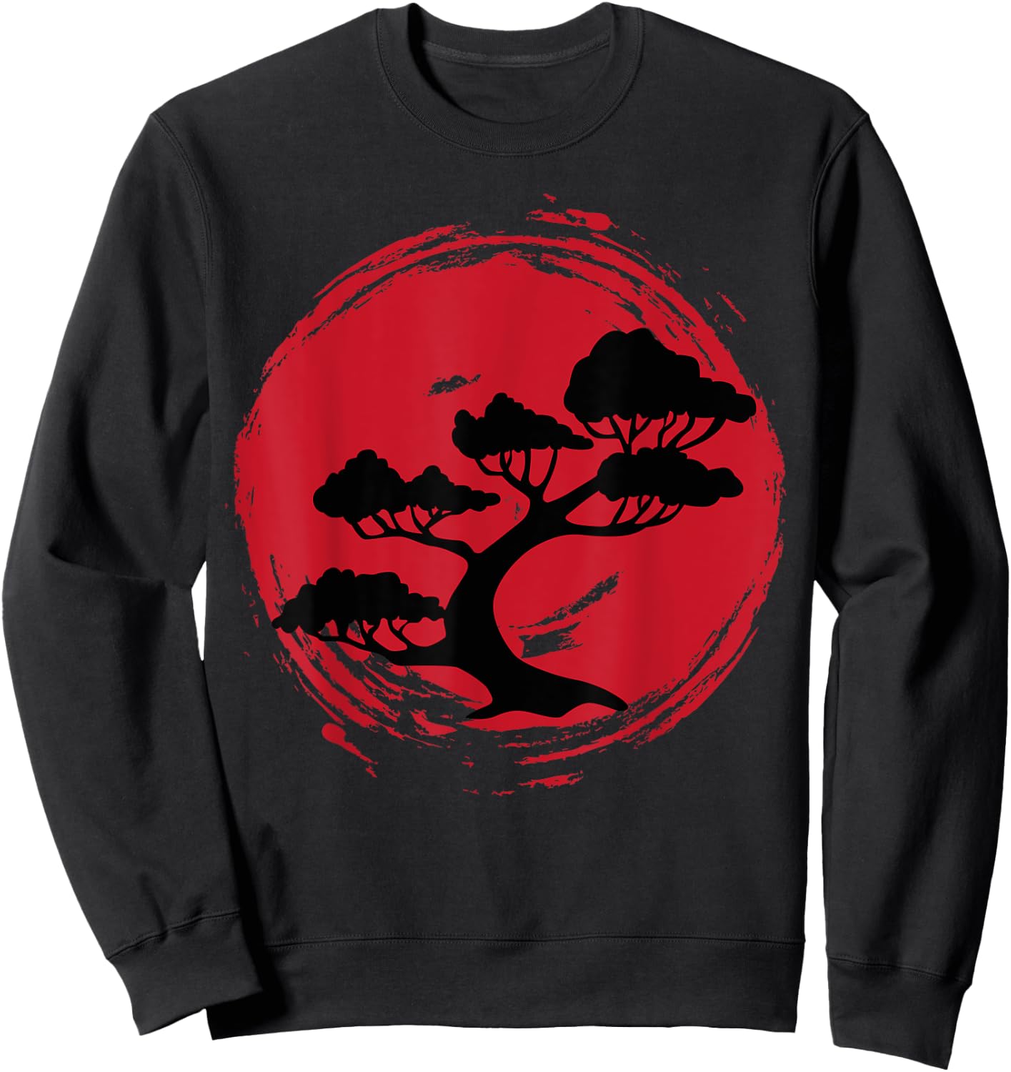 BONSAI TREE Japanese Enso Calligraphy Circle Sweatshirt - Sweatshirt | Black