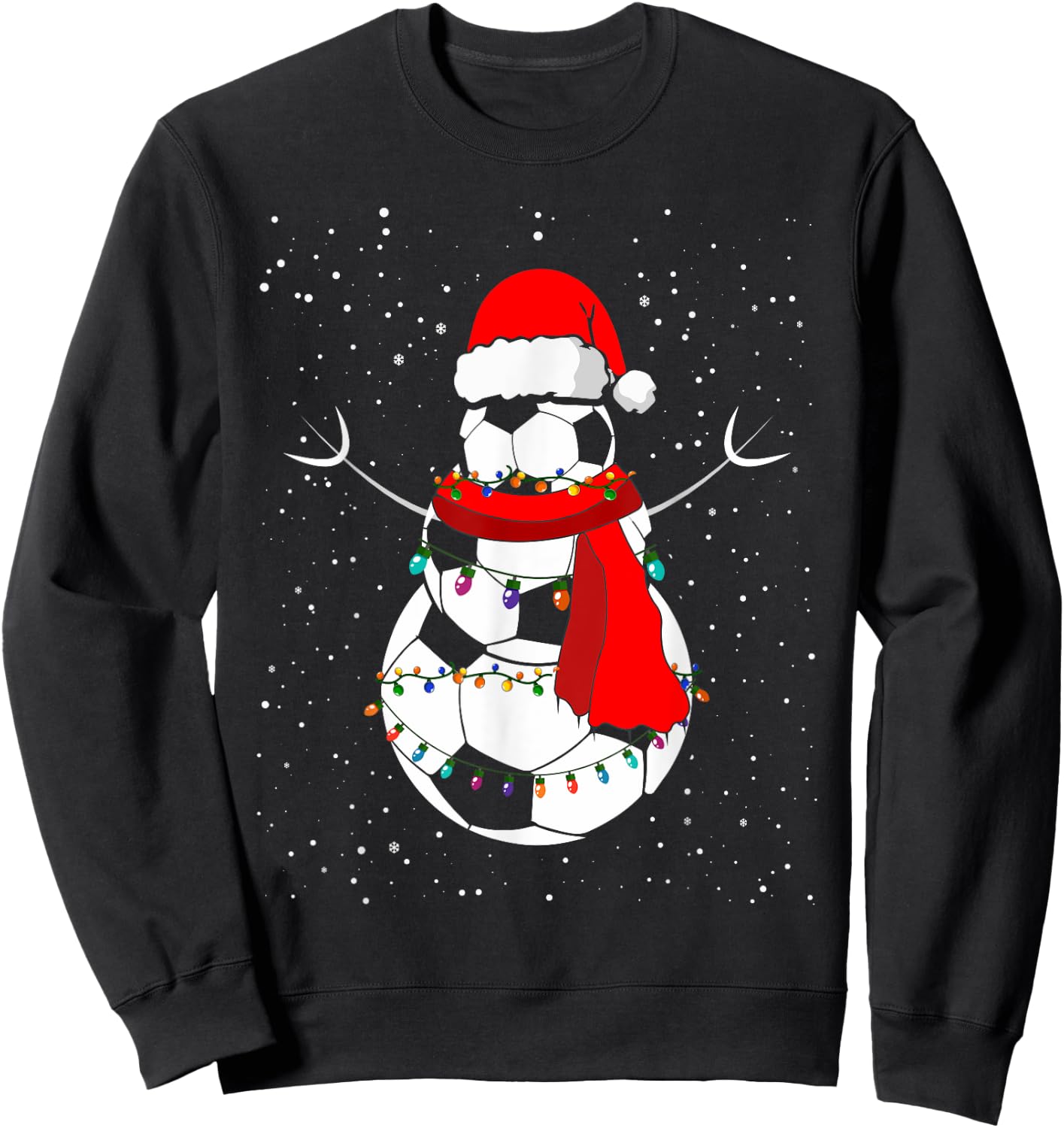 Funny Christmas Soccer Balls Santa Snowman Holiday Xmas 2023 Sweatshirt - Sweatshirt | Black