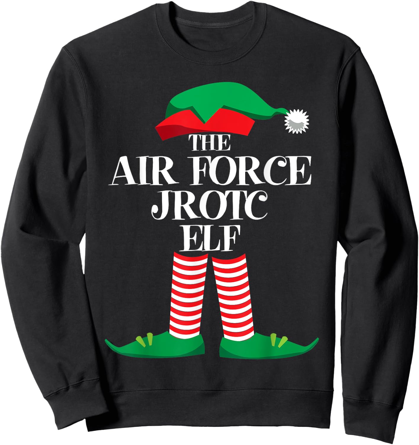 Air Force JROTC Elf Matching Group Family Christmas Pajama Sweatshirt - Sweatshirt | Black