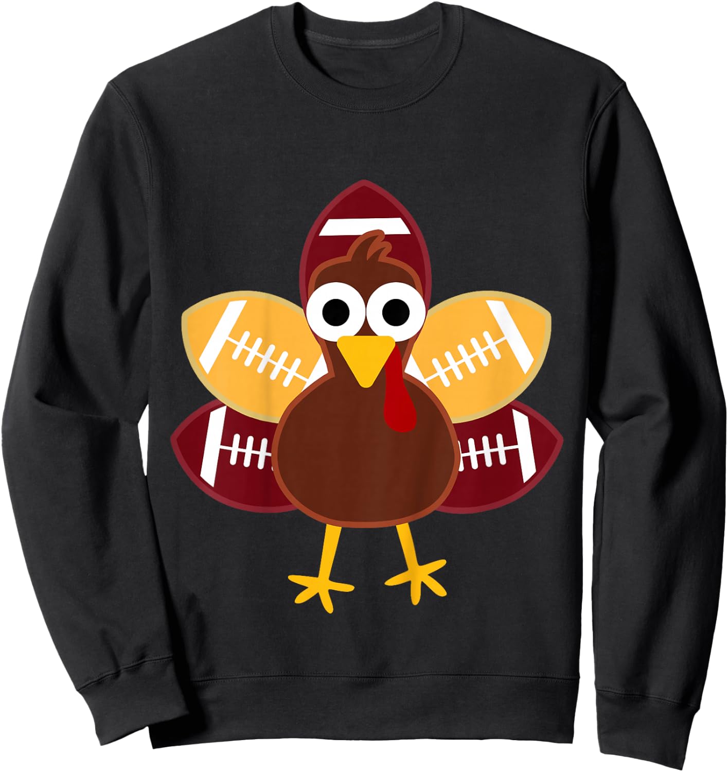 Turkey Football Toddler Boy Thanksgiving Baby Funny Sweatshirt - Sweatshirt | Black