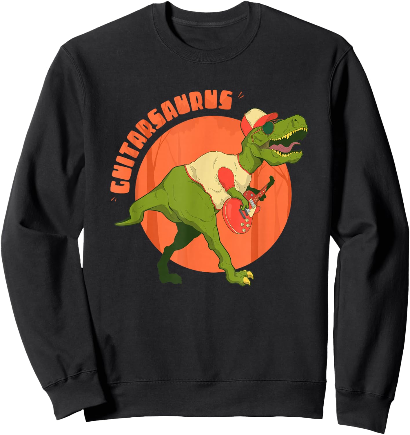Guitarsaurus T rex Guitar Saurus Dinosaur Men Boys Sweatshirt - Sweatshirt | Black