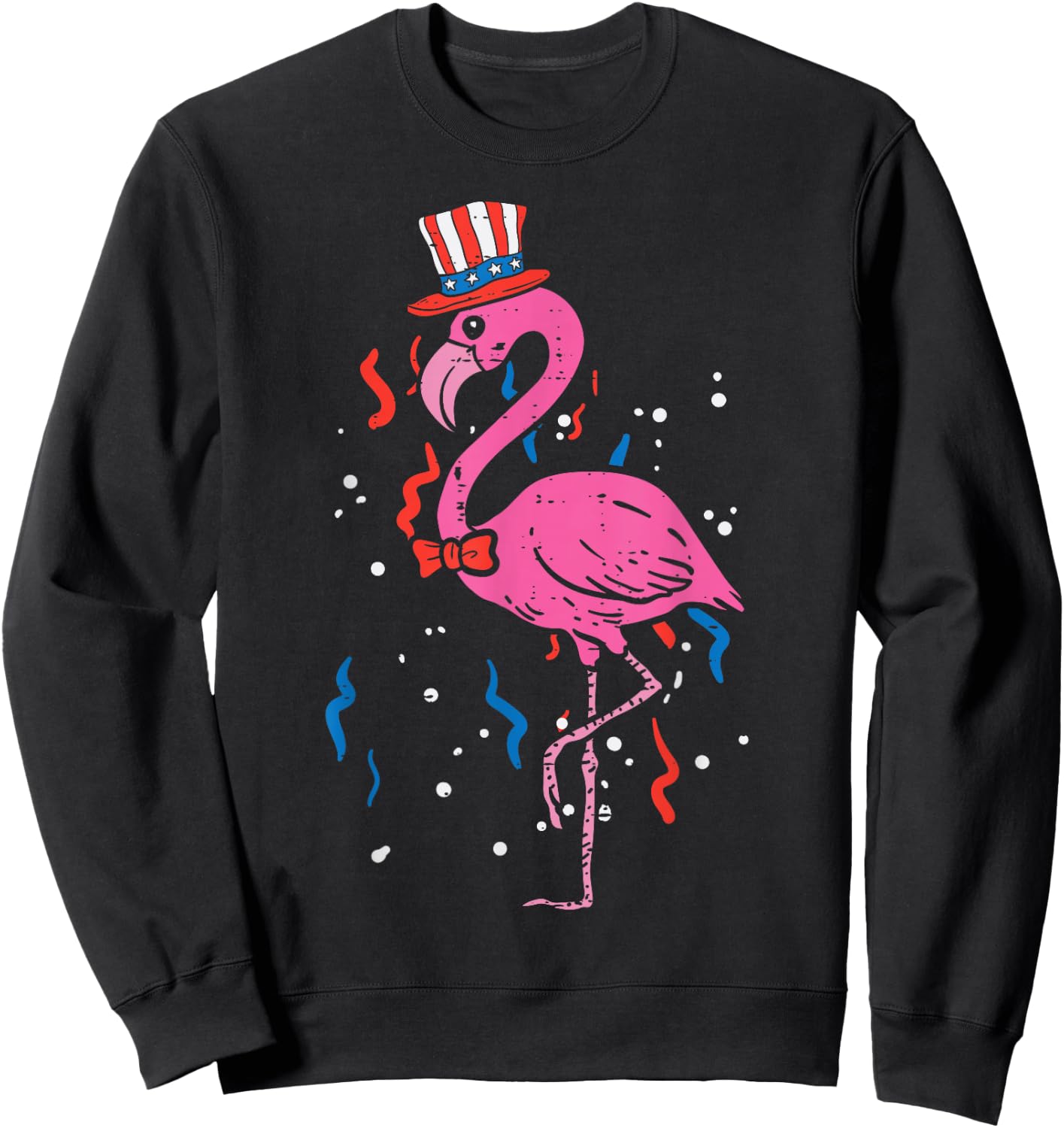 Flamingo American Flag USA 4th Of July Fourth Patriot Animal Sweatshirt - Sweatshirt | Black