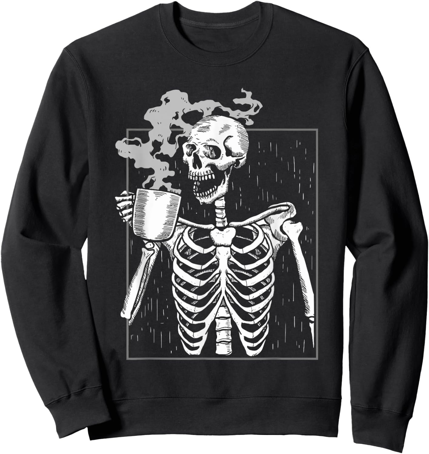 Funny Skeleton Drinking Coffee Caffeine Lover Coffee Brewer Sweatshirt - Sweatshirt | Black