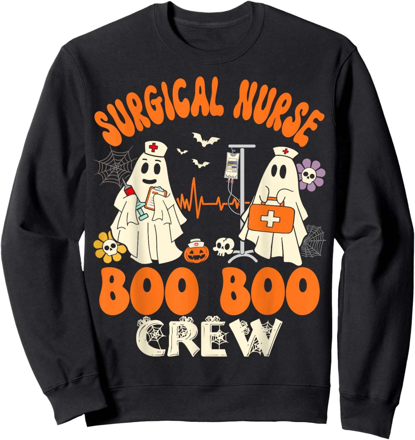 Surgical Boo Crew Surgery Nurse Halloween Ghost Costume Sweatshirt - Sweatshirt | Black