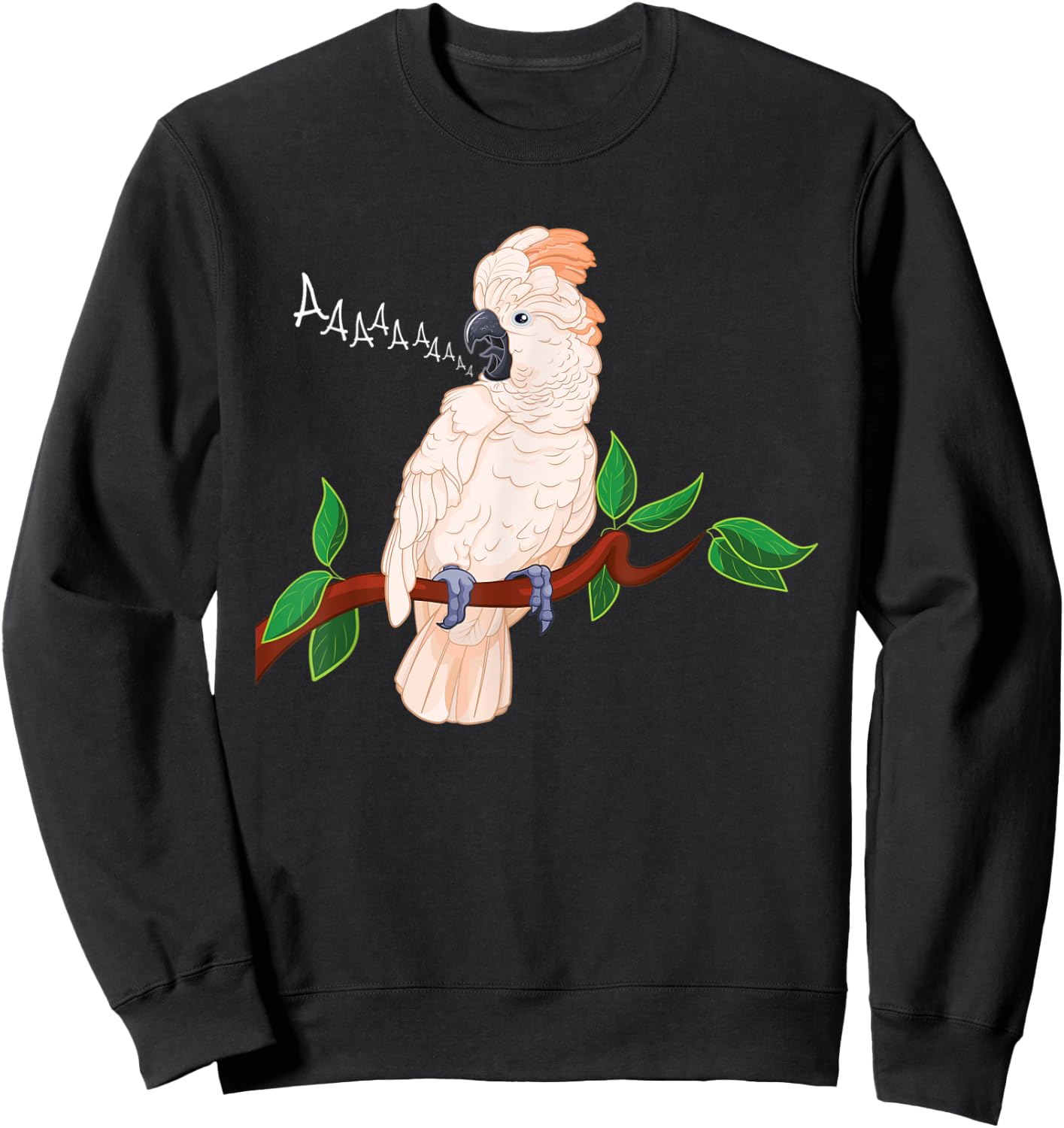 Moluccan Cockatoo on a Branch Screaming Sweatshirt - Sweatshirt | Black