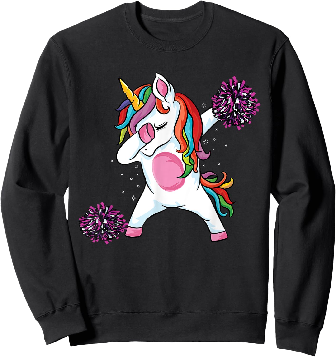 Magical dabbing unicorn cheer cute unicorn Cheerleading Sweatshirt - Sweatshirt | Black