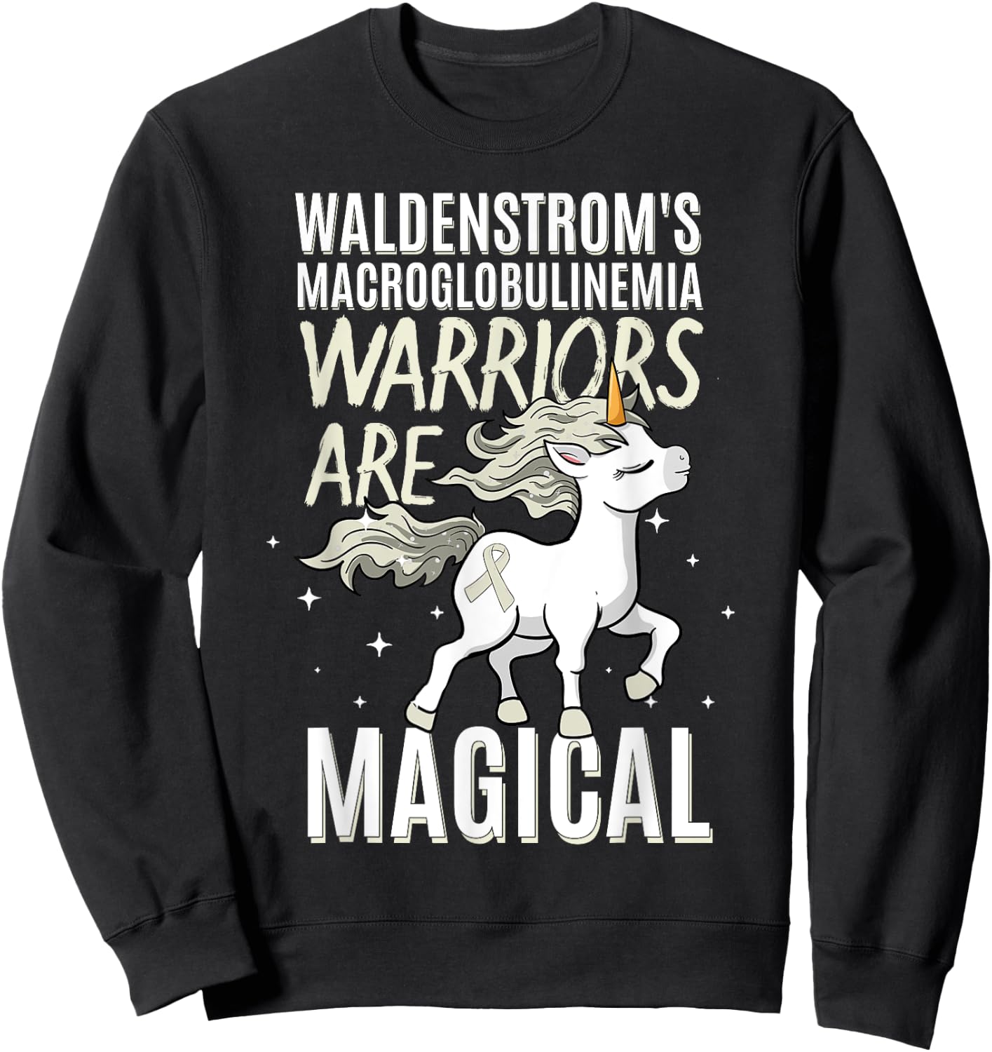 Waldenstrom's Macroglobulinemia Warrior WM Awareness Unicorn Sweatshirt - Sweatshirt | Black