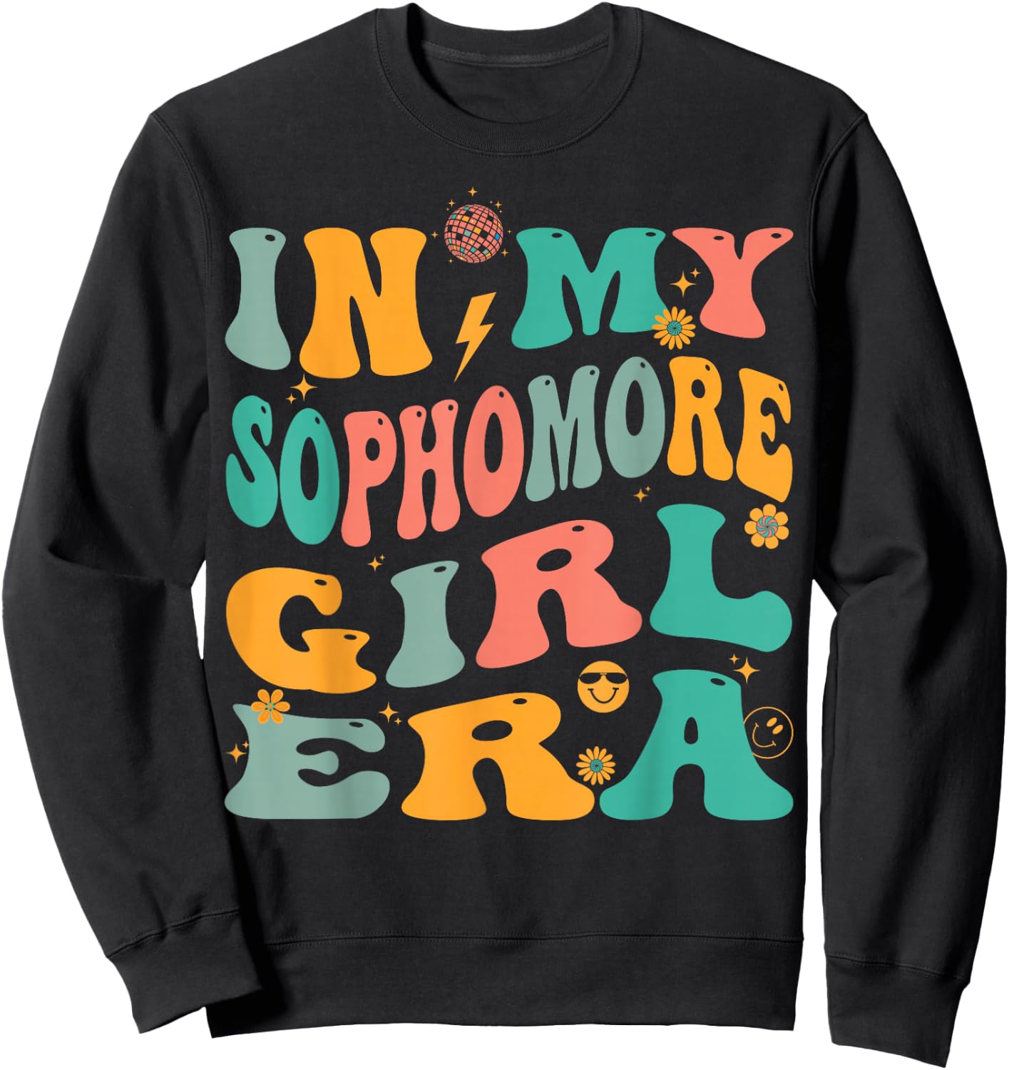 Retro Sophomore Girl Groovy Sweatshirt - Sweatshirt | Black