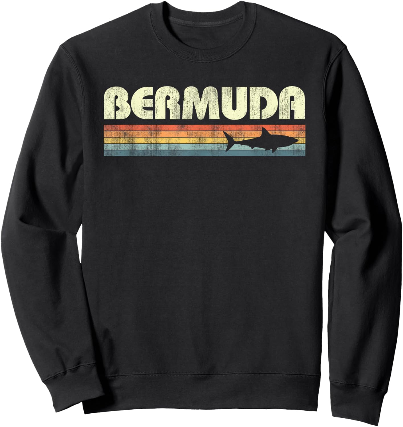 Bermuda Shark Vintage Girls Boys Cruise Souvenir Sweatshirt - Sweatshirt | Black