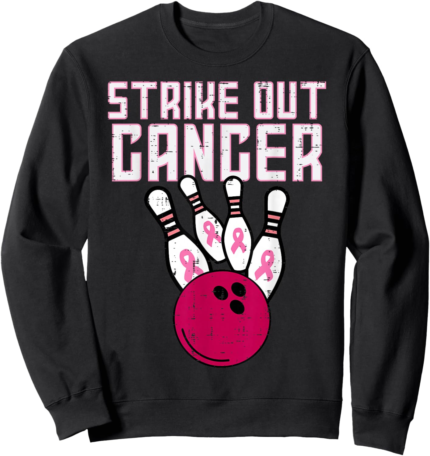 Strike Out Breast Cancer Bowling Awareness Men Women Kids Sweatshirt - Sweatshirt | Black