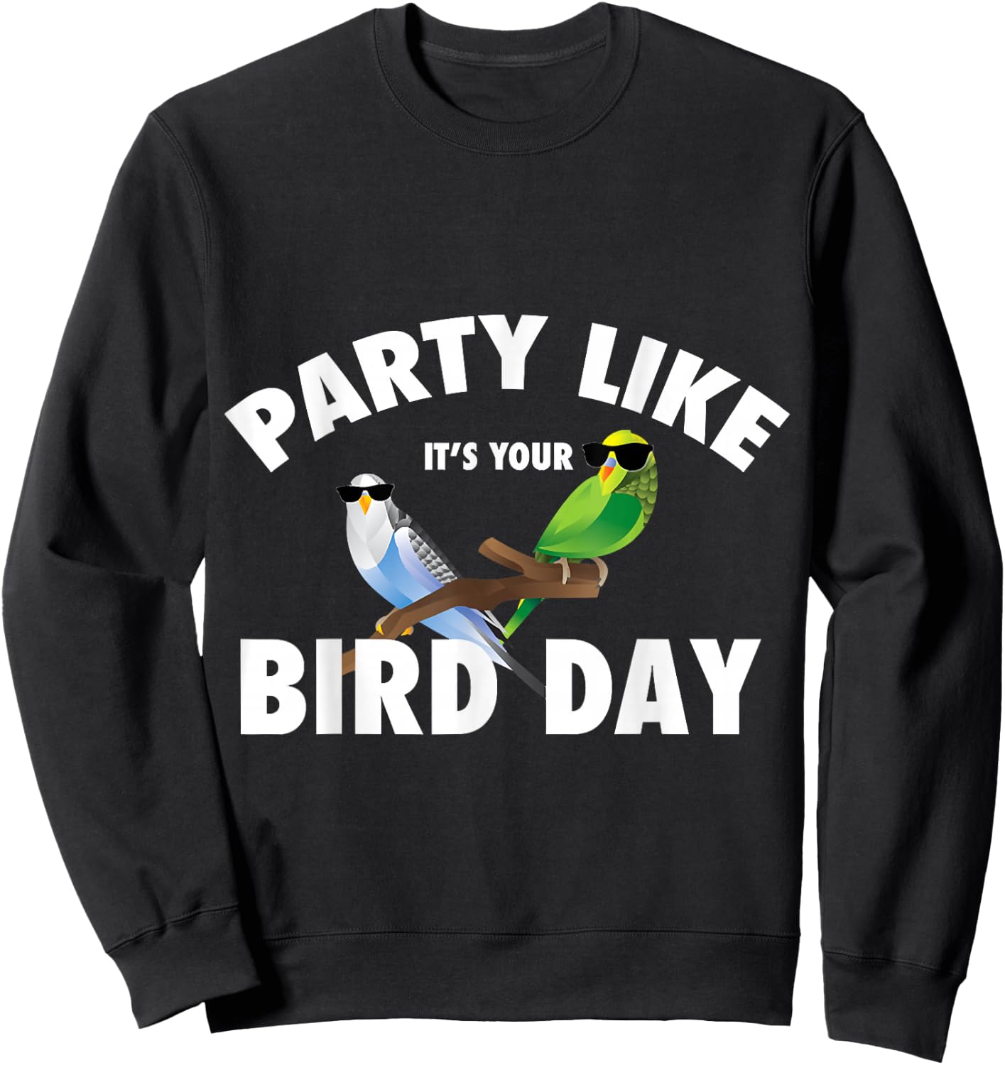 Party Like It's Your Bird Day Parakeet Budgie Bird Lover Sweatshirt - Sweatshirt | Black