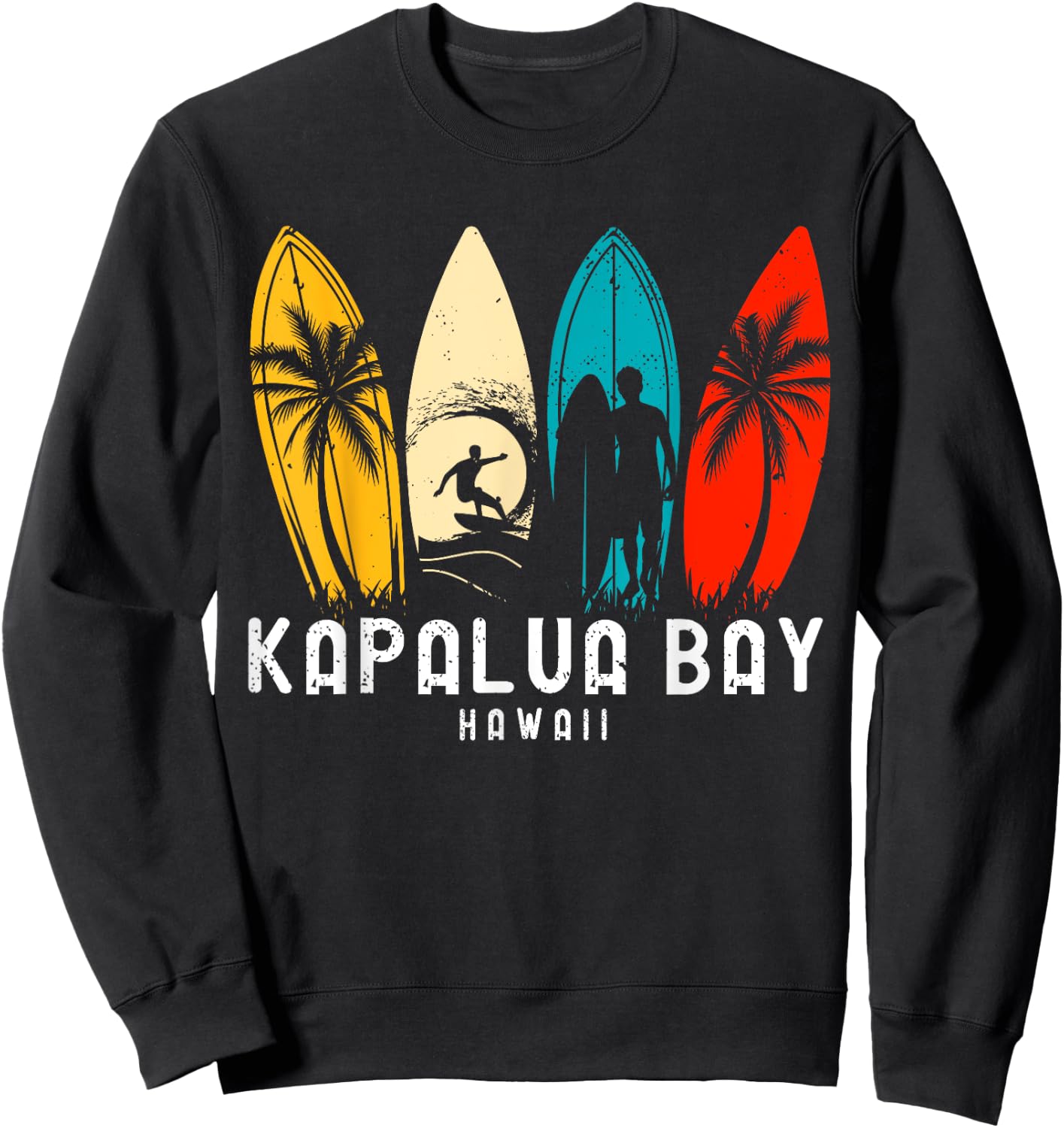 Retro Hawaii Kapalua Bay Surfboarder Design Sweatshirt - Sweatshirt | Black