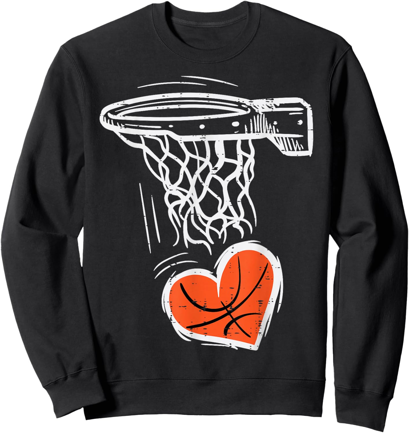 Valentines Day Basketball Heart Men Women Girls Kids Toddler Sweatshirt - Sweatshirt | Black