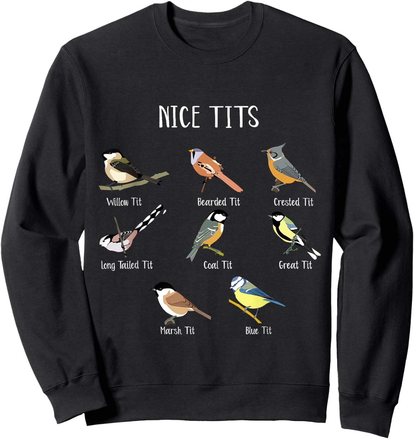 Funny Bird Watching Humor Collection of Tits Nice Tit Birds Sweatshirt - Sweatshirt | Black
