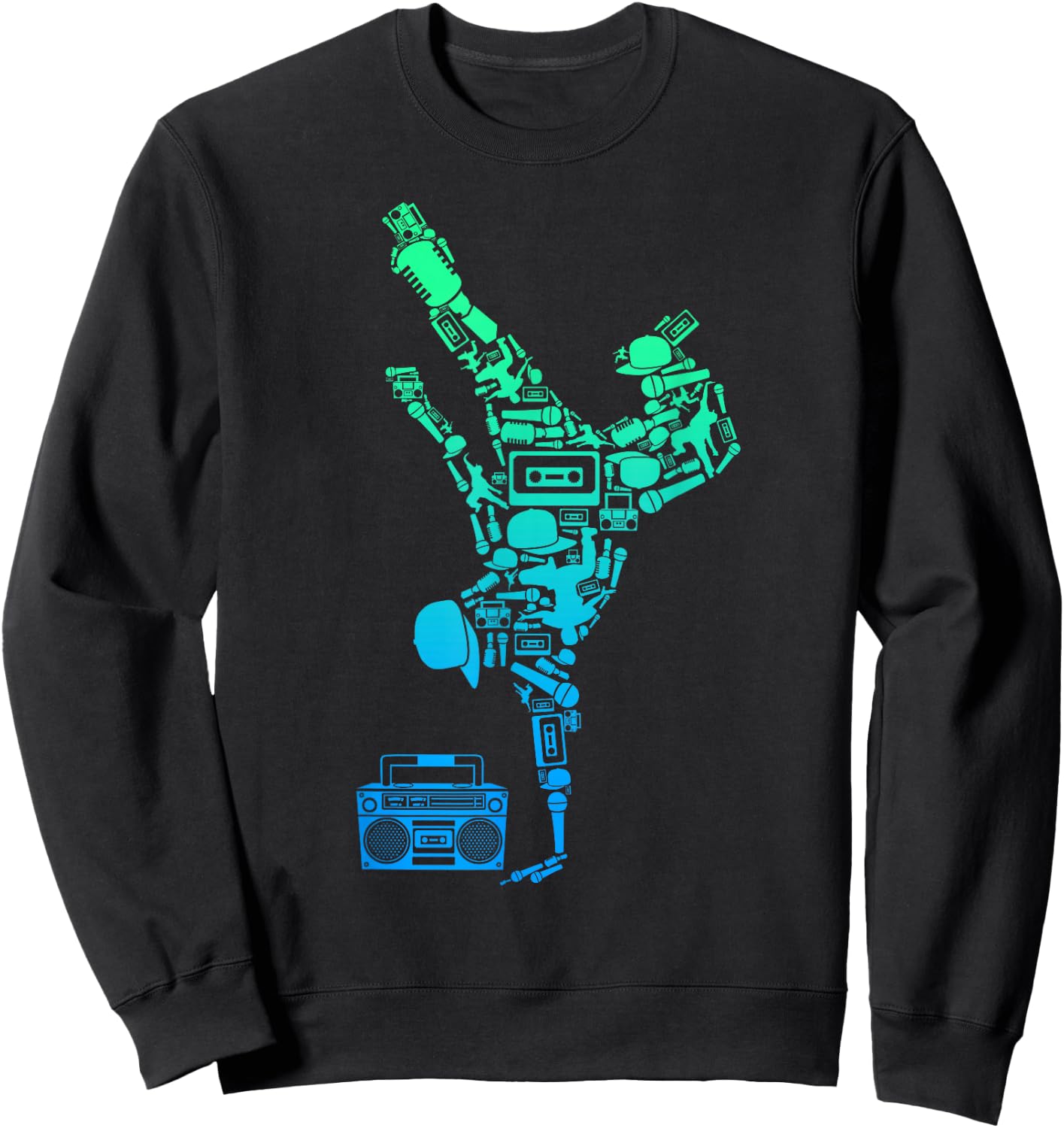 Breakdancer Breakdancing with Hip Hop Dance Music Boombox Sweatshirt - Sweatshirt | Black