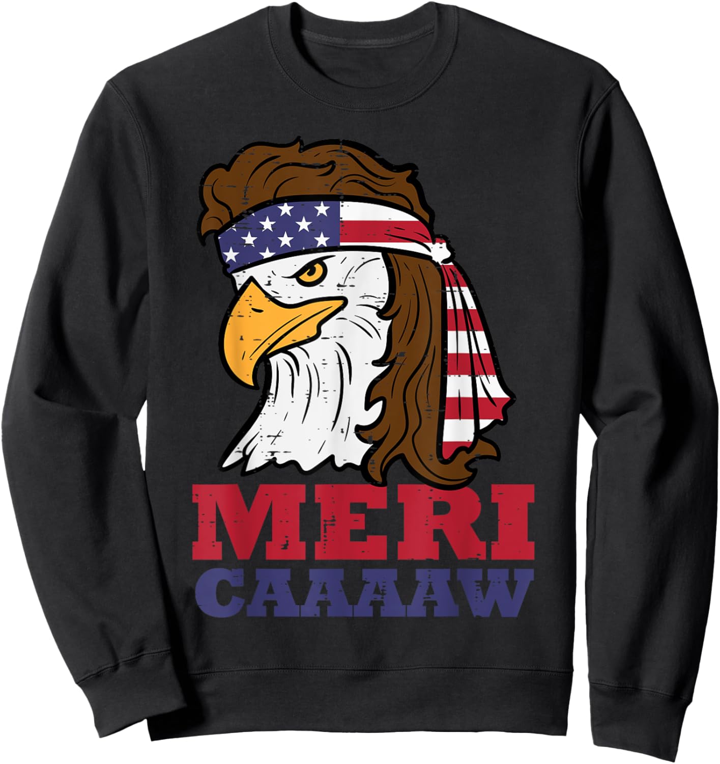4th Of July Eagle Meri Caw Freedom Patriotic Men Women Kids Sweatshirt - Sweatshirt | Black