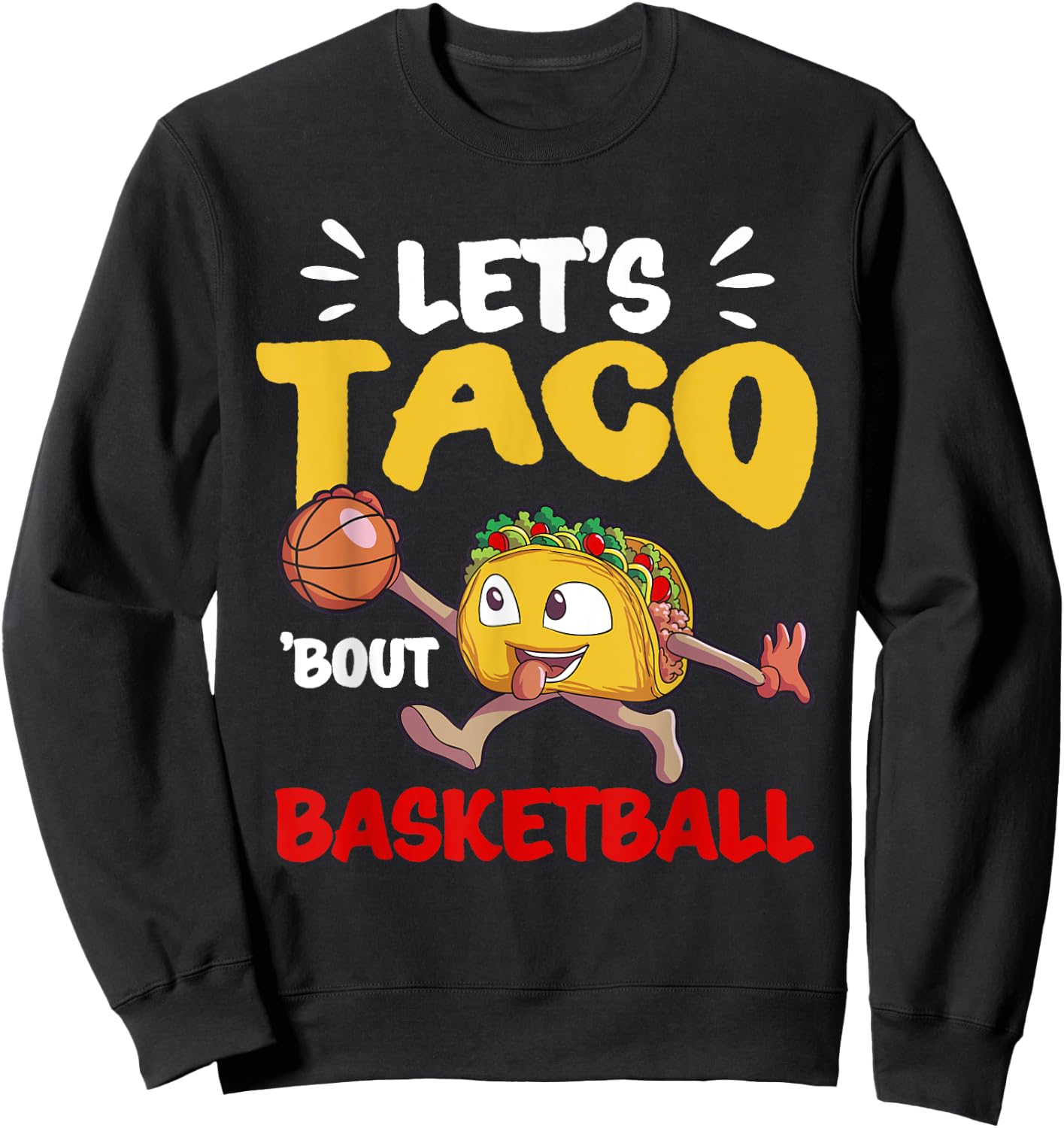 Funny Cinco de Mayo Shirt Boys Kids Mexican Taco Basketball Sweatshirt - Sweatshirt | Black