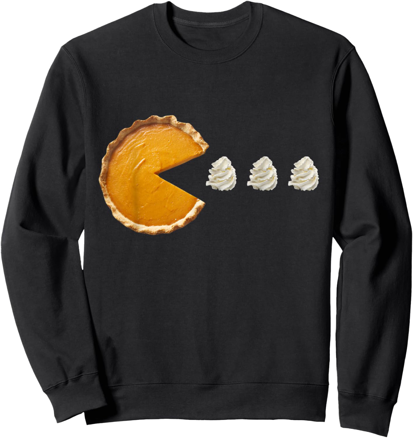 Pumpkin Pie Eating Running Whipped Cream Thanksgiving Day Sweatshirt - Sweatshirt | Black