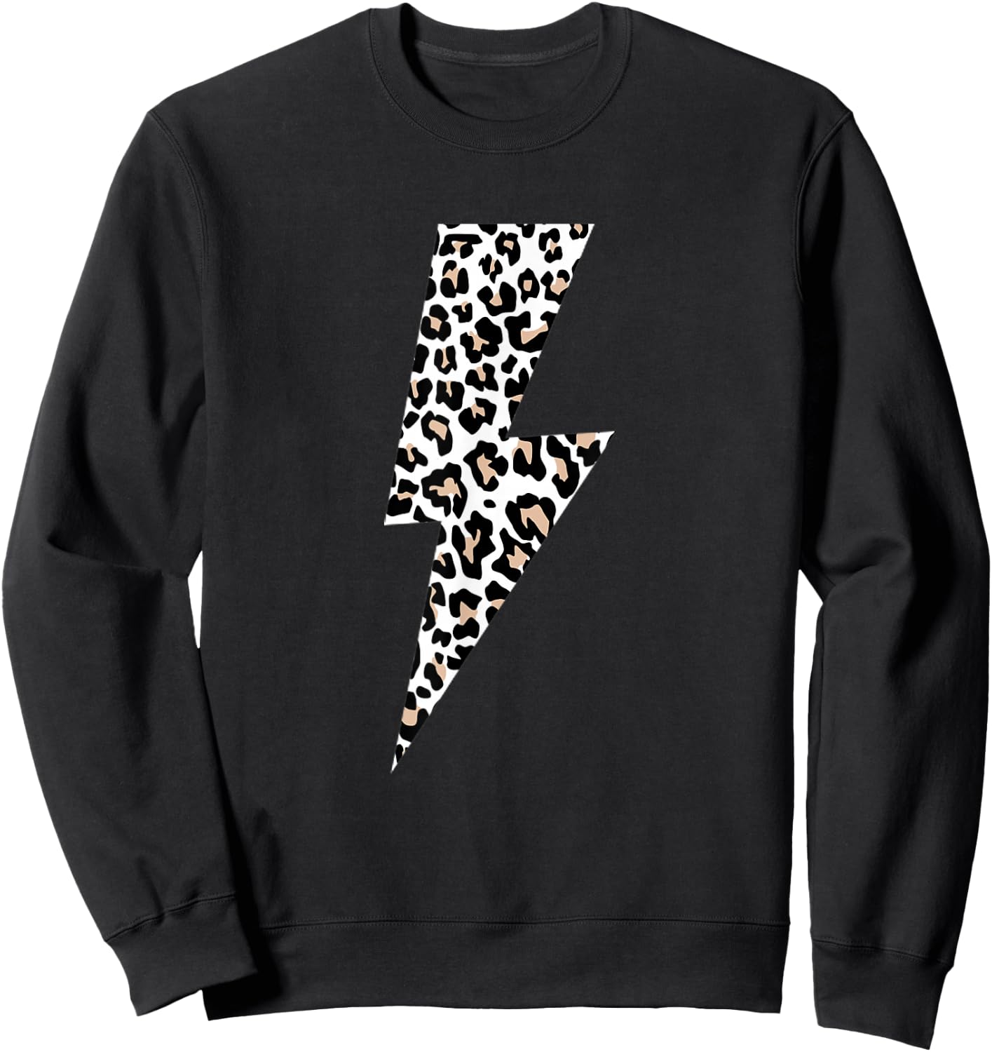 Leopard Lightning Bolt Cheetah Animal Print Sweatshirt - Sweatshirt | Black