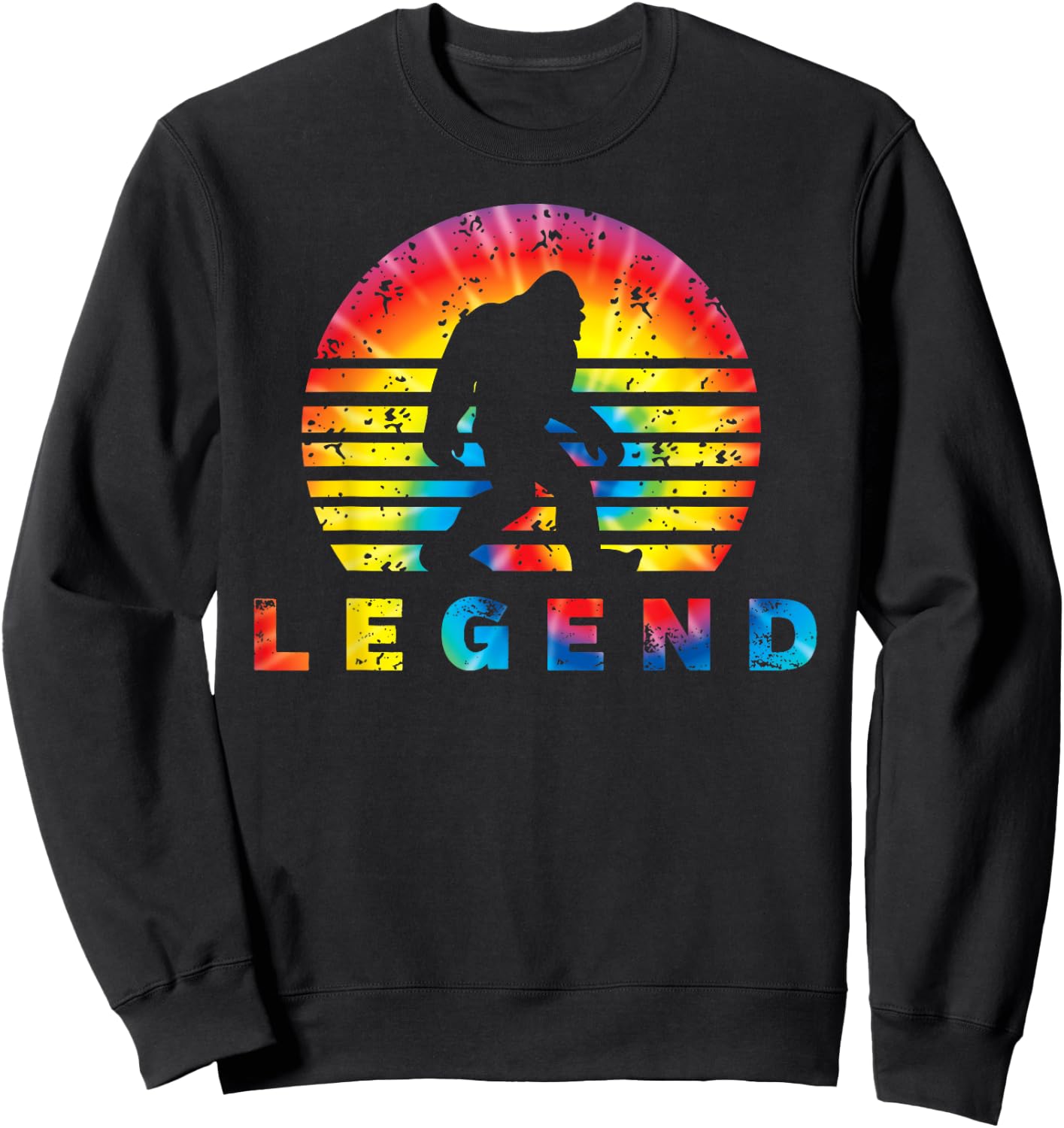 Tie Dye Retro Bigfoot Legend Silhouette Sweatshirt - Sweatshirt | Black