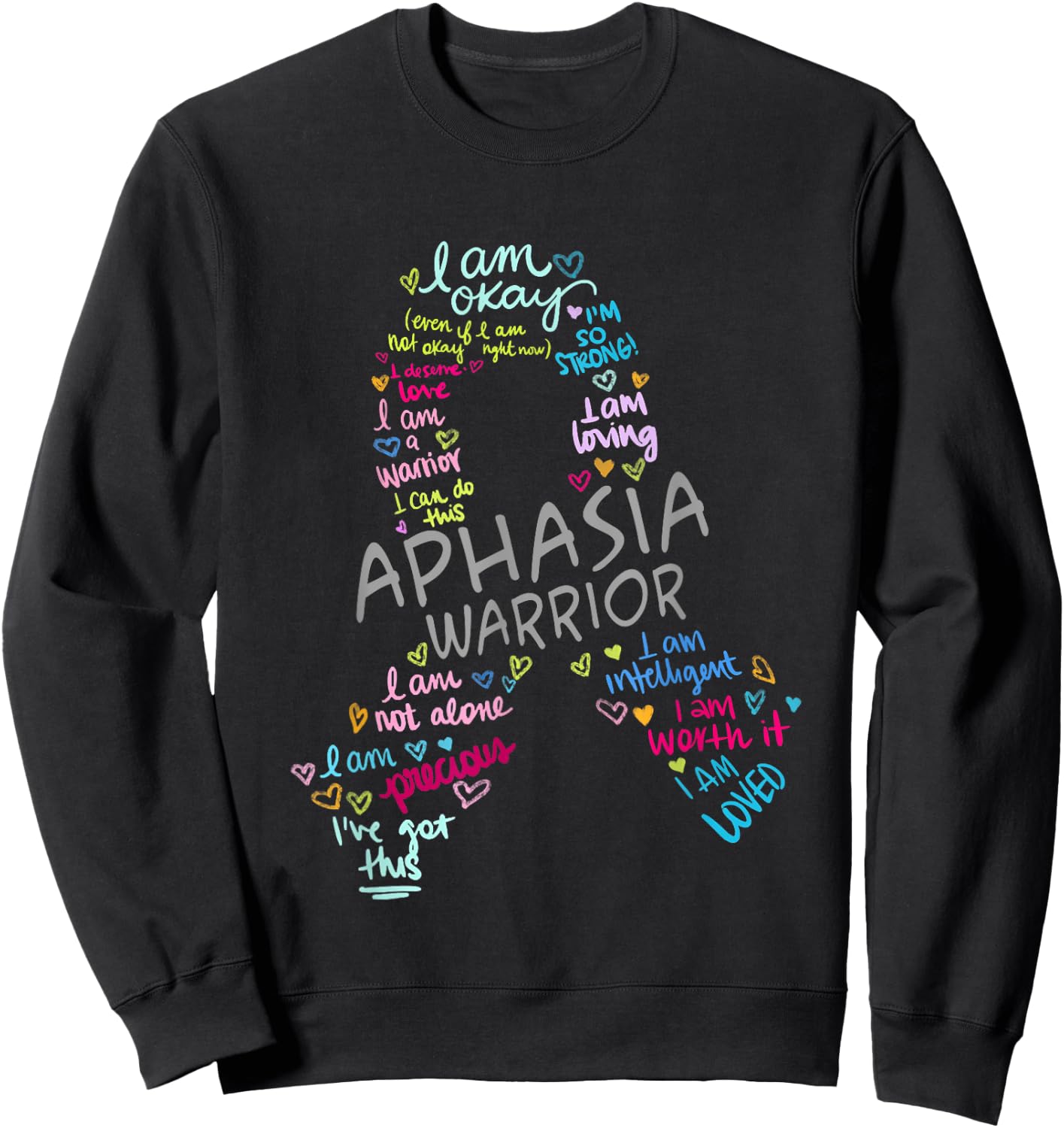 We Wear Gray Ribbon Aphasia Warrior Awareness In June Sweatshirt - Sweatshirt | Black