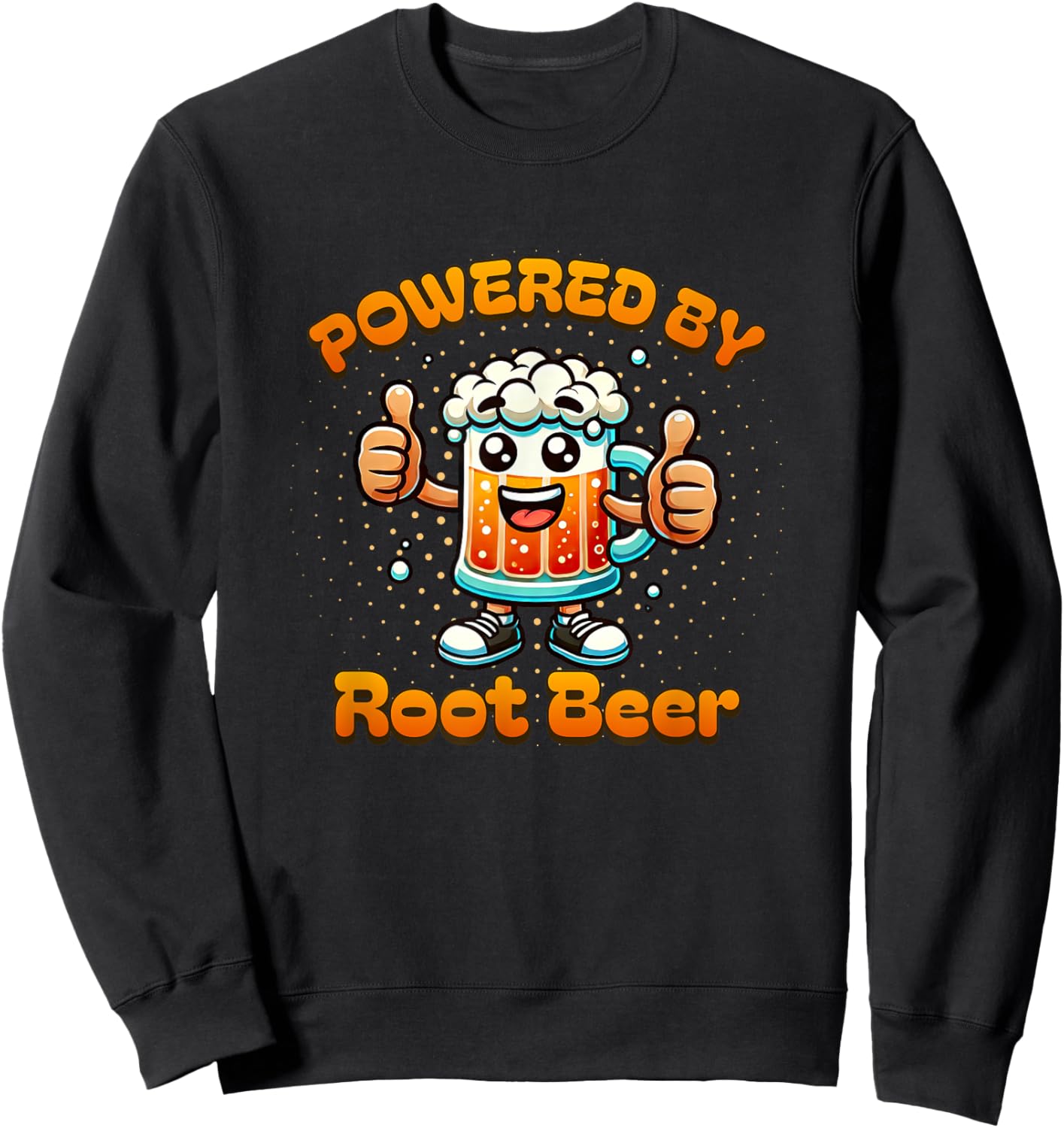 Fun Powered by Root Beer Cartoon Graphic Sweatshirt - Sweatshirt | Black