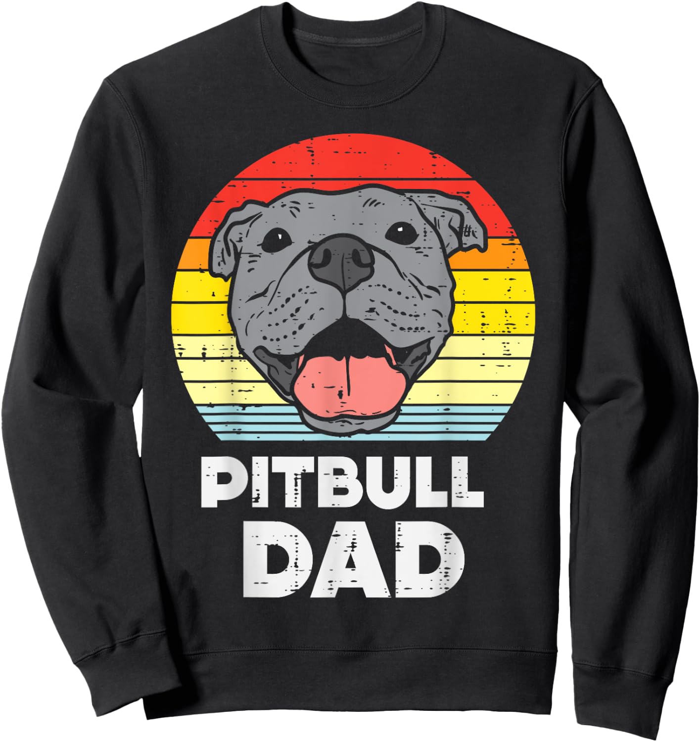 Pitbull Dad Sunset Retro Pittie Pitty Pet Dog Owner Men Gift Sweatshirt - Sweatshirt | Black