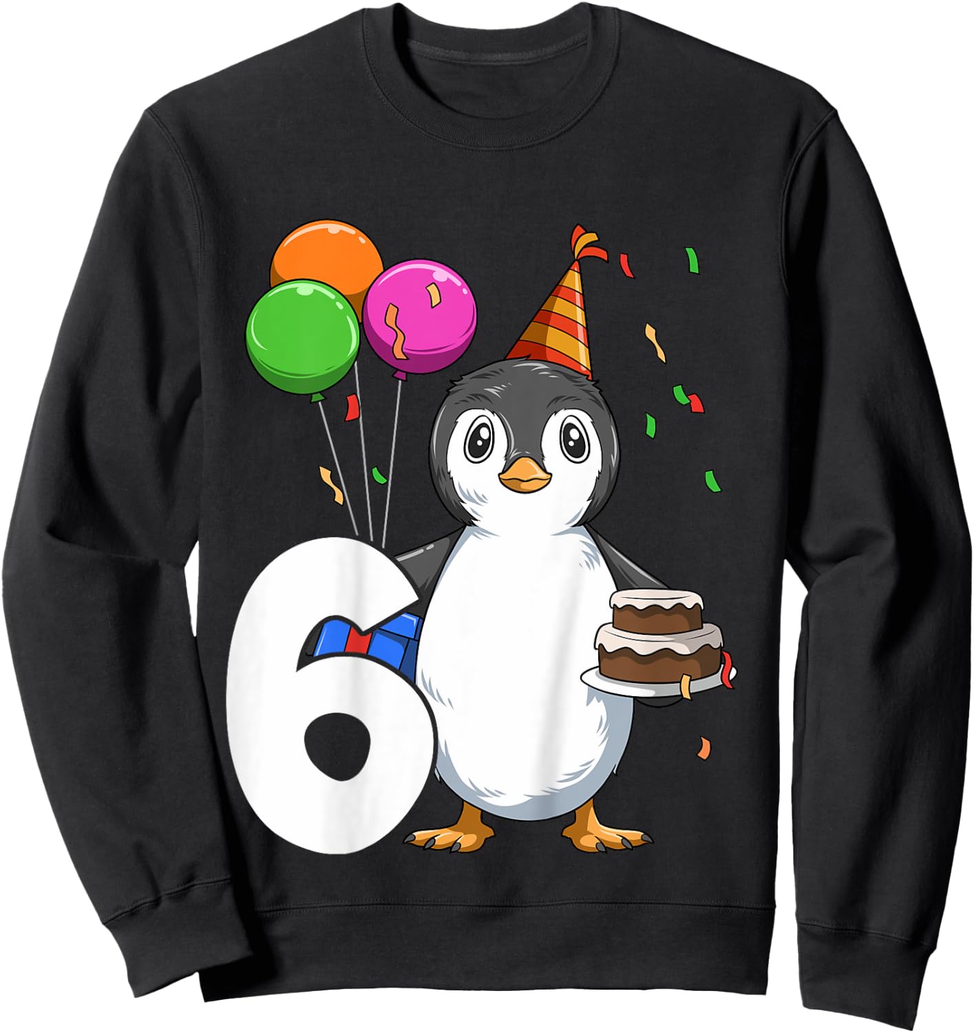 Penguin Birthday 6 Penguin 6th Birthday Outfit Penguin Party Sweatshirt - Sweatshirt | Black