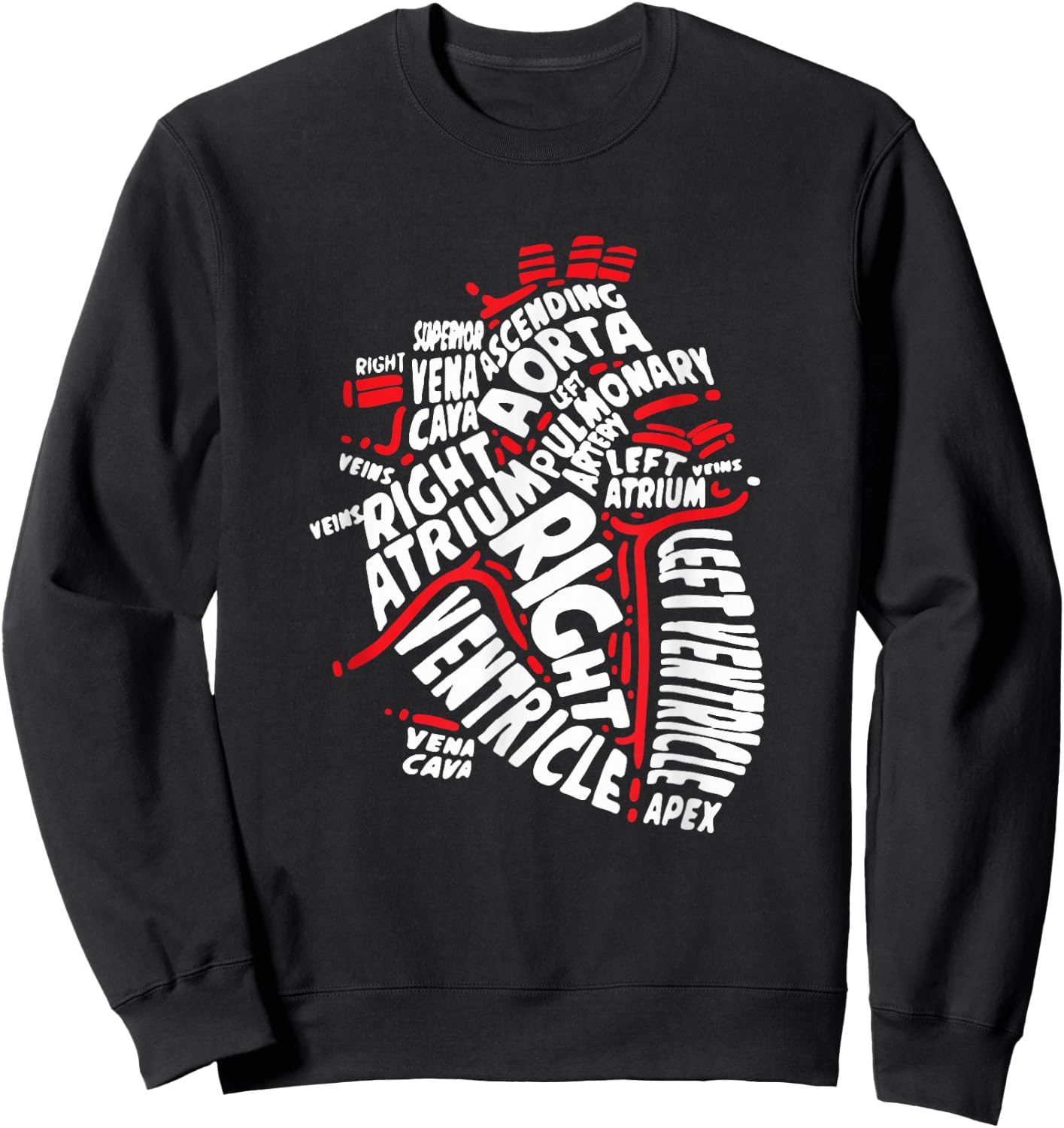 Anatomical Heart Medical Parts of Heart Anatomy Sweatshirt - Sweatshirt | Black