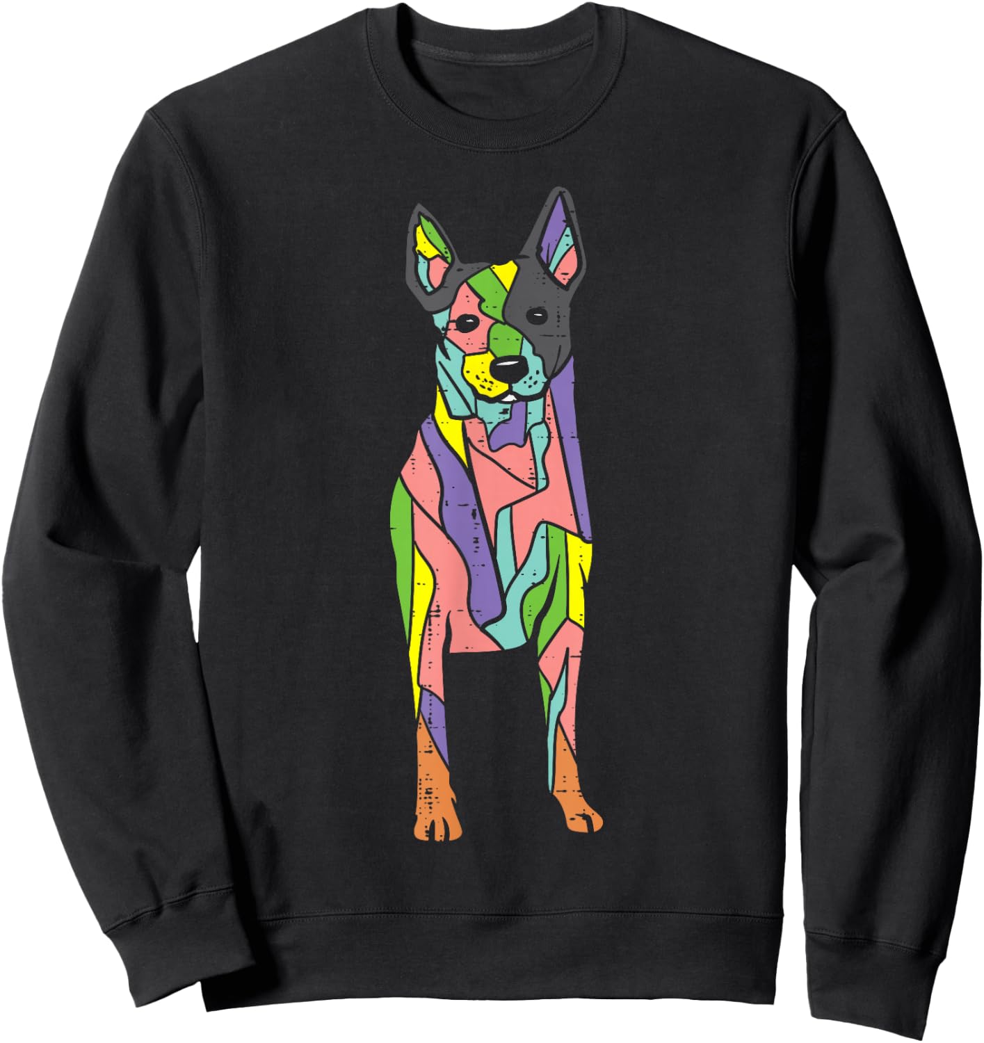 Colorful Heeler Cute Blue Red Australian Cattle Dog Art Gift Sweatshirt - Sweatshirt | Black
