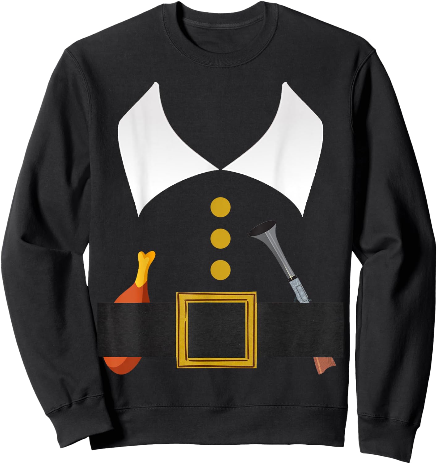 Mr pilgrim Hunter Turkey Leg costume Thanksgiving Boys Sweatshirt - Sweatshirt | Black