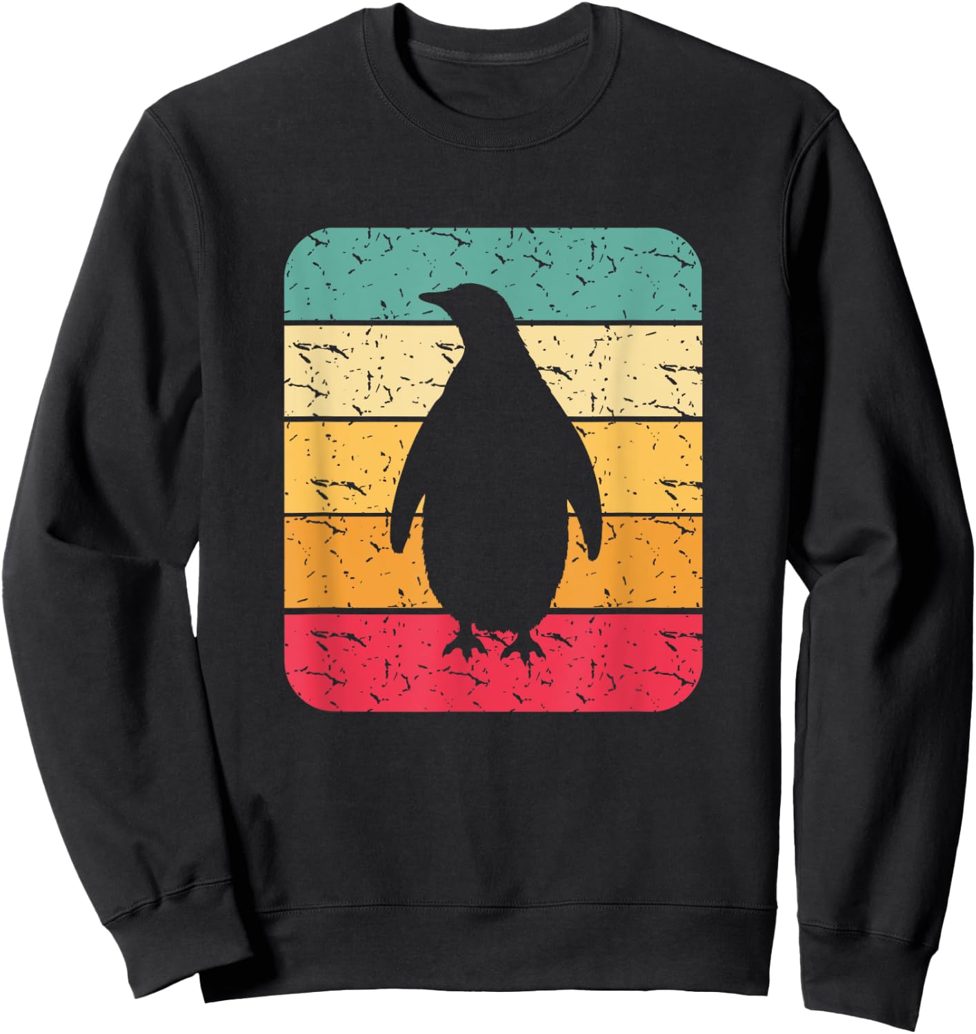 Retro Penguin Lover Gift Penguin Heart Silhouette Gifts Sweatshirt - Sweatshirt | Black