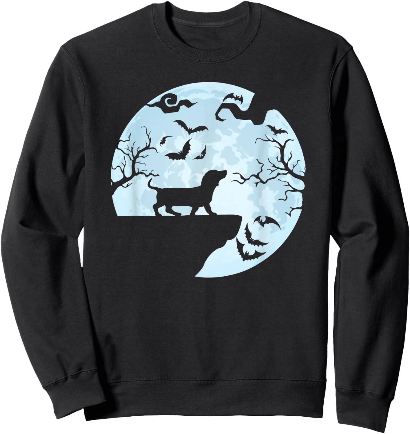 Dachshund And Moon Halloween For Dachshund Lovers Sweatshirt - Sweatshirt | Black