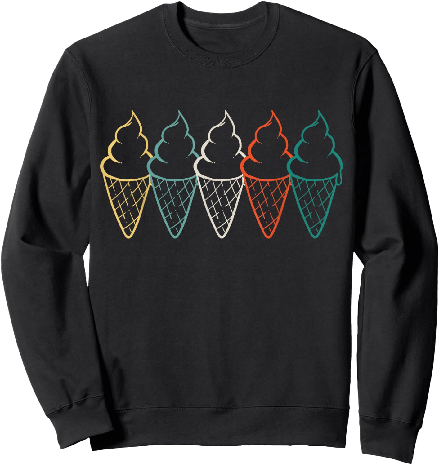 Ice Cream Cones Retro Sweatshirt - Sweatshirt | Black