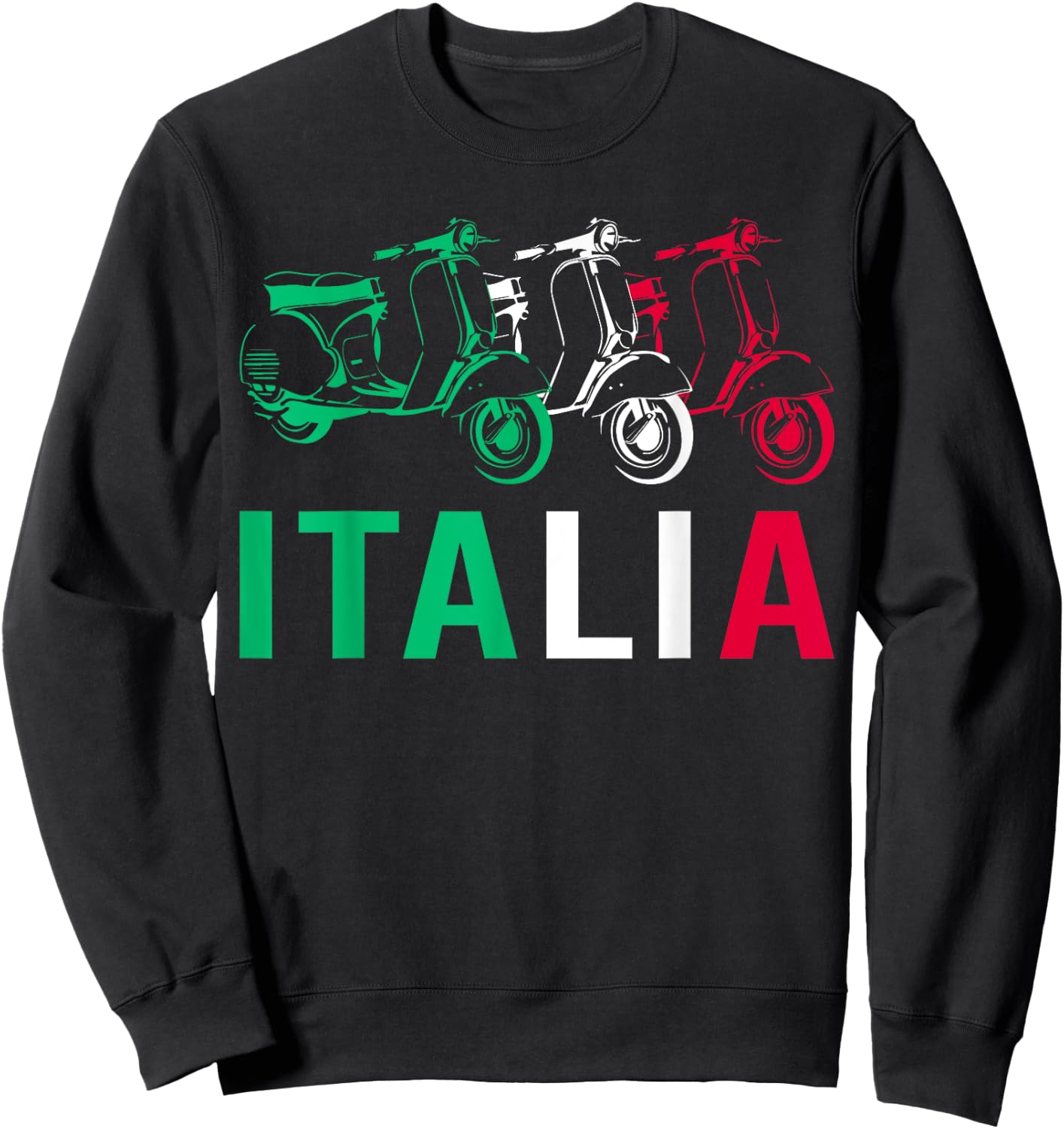 Italia Vintage Scooter Funny Italian Flag Scoot Lover Gift Sweatshirt - Sweatshirt | Black