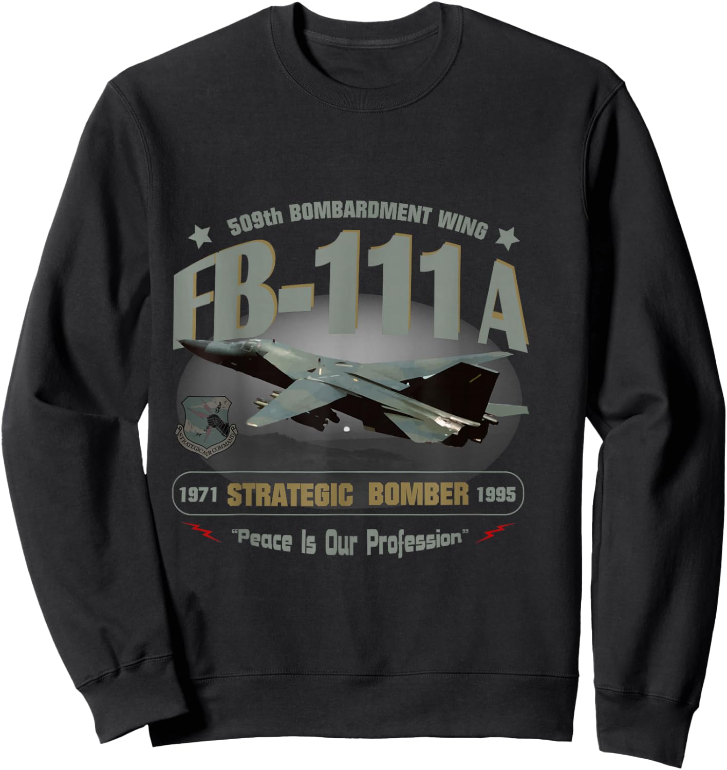 TSH Designs -Adults Black FB-111A 509th Bombardment Wing--Pease AFB Sweatshirt - Sweatshirt | Black